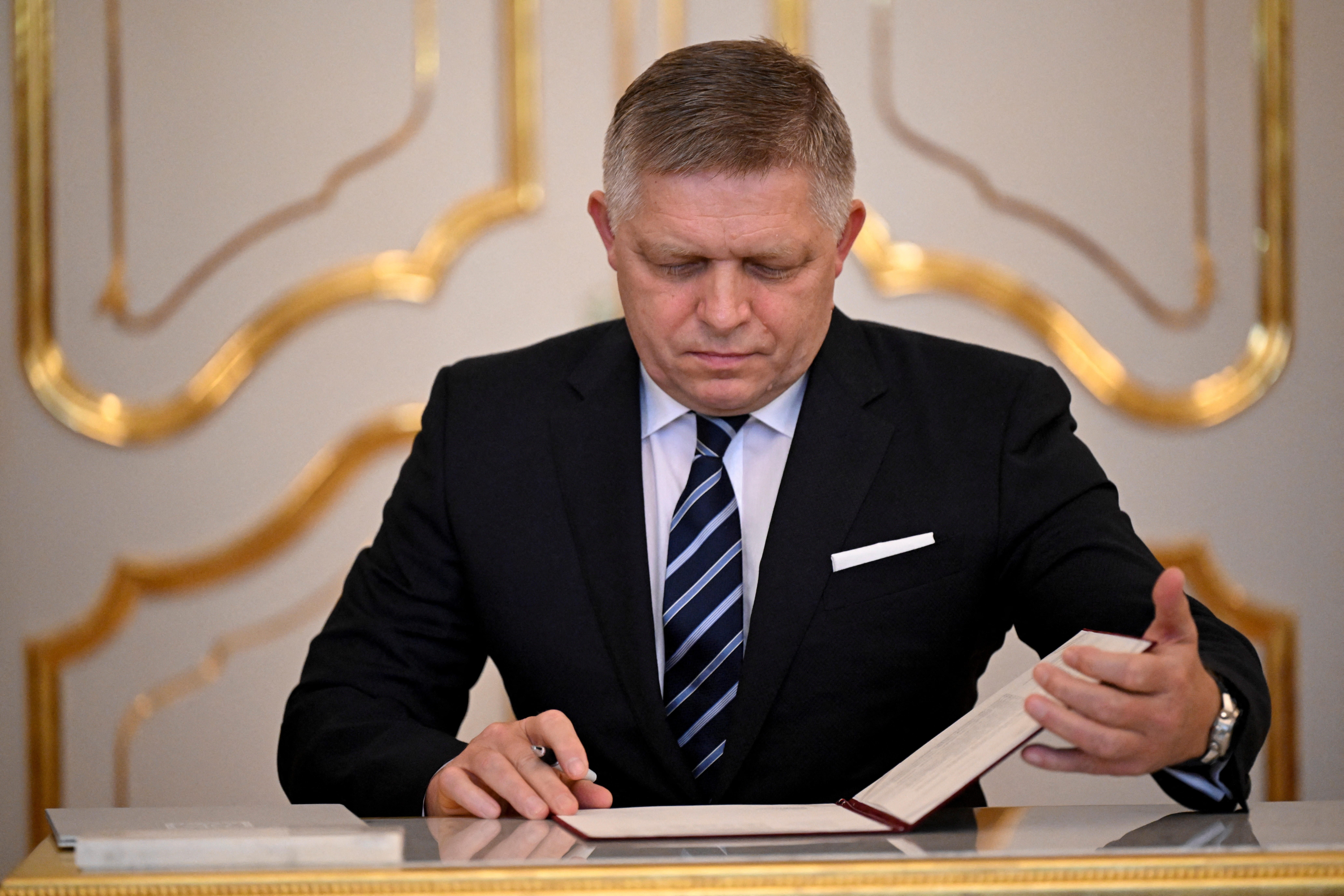 Fico's leadership campaign vowed to pursue a diplomatic end to the Russia-Ukraine conflict, in the belief that continued financial aid for Ukraine would only encourage further aggression from Russia. /Radovan Stoklasa/Reuters