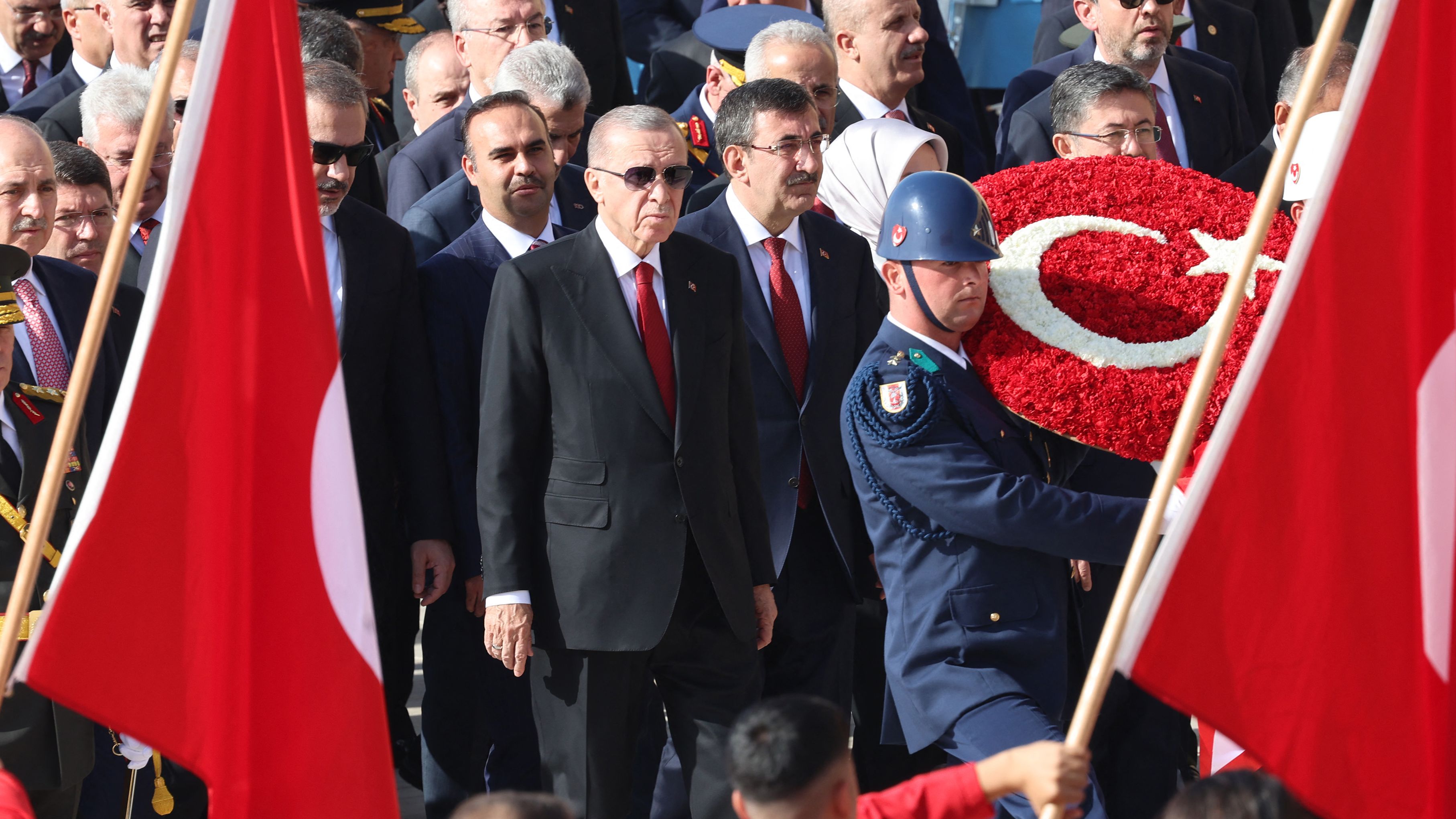Erdogan marked the centenary by visiting Anitkabir, the mausoleum of Turkish Republic's Founder Mustafa Kemal Ataturk, in Ankara./ Adem Altan/AFP