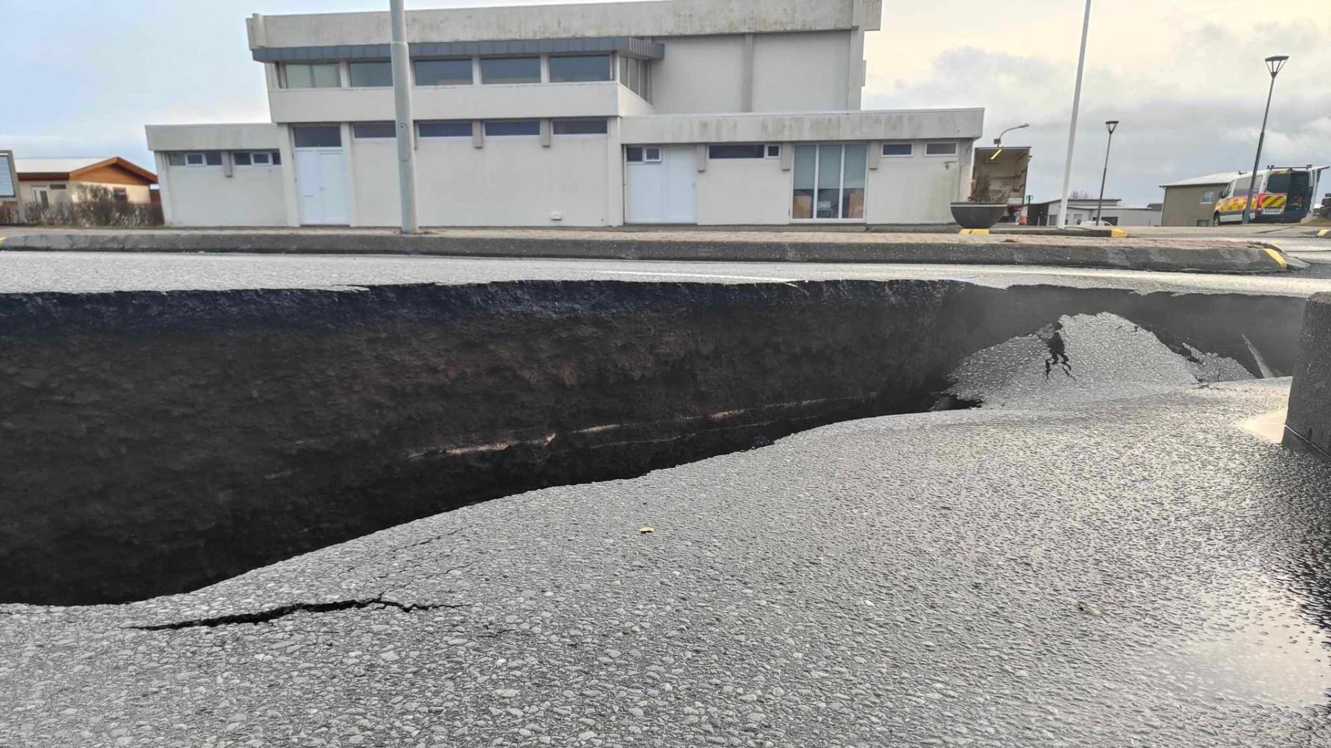 Volcanic activity in Grindavik has cracked the roads. /Road Administration of Iceland via Facebook/Handout via Reuters