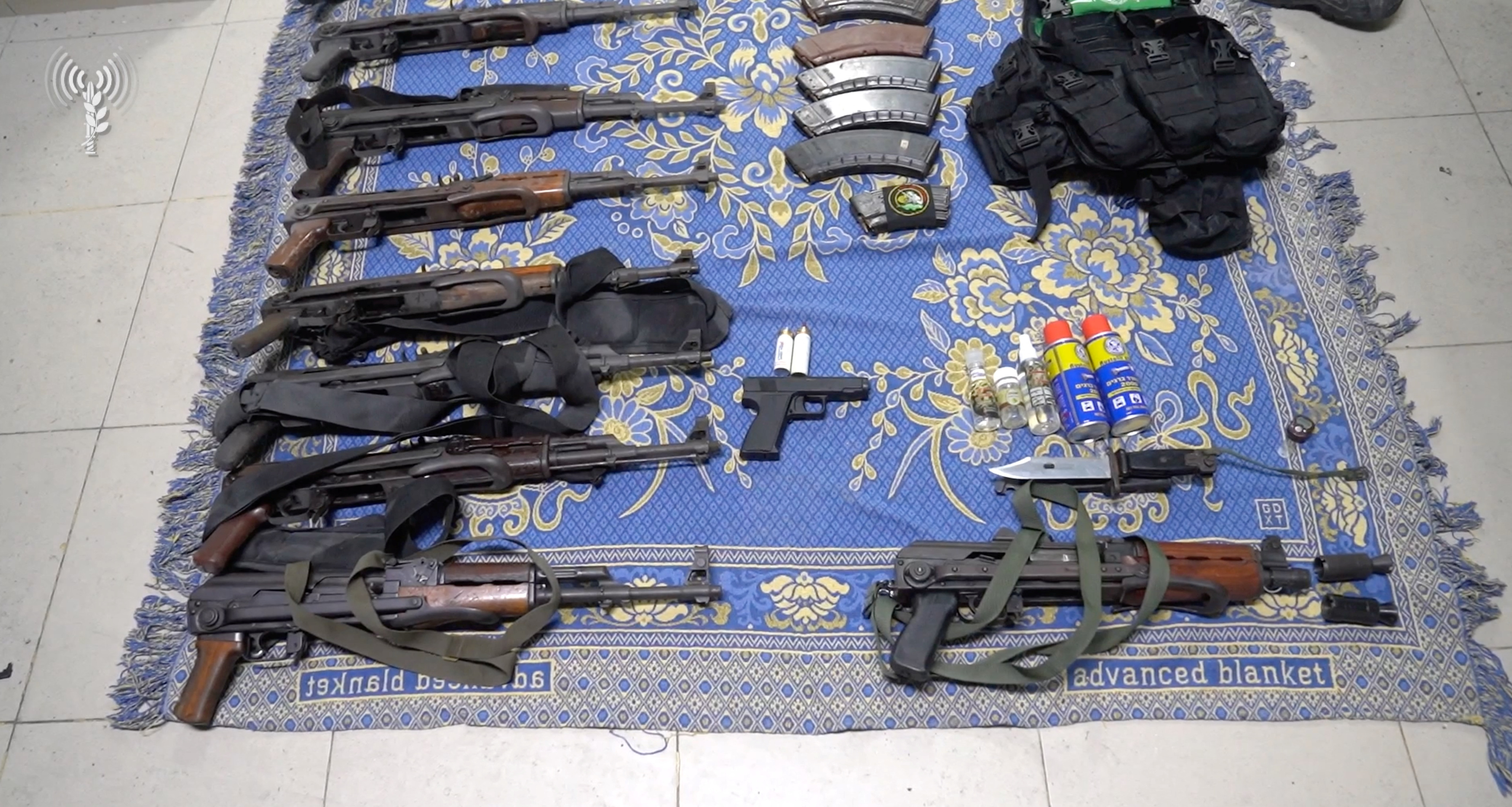 Israel Defense Forces has released pictures of what it says are weapons and equipment found at Al Shifa hospital complex in the Gaza Strip./Israeli Defense Forces.