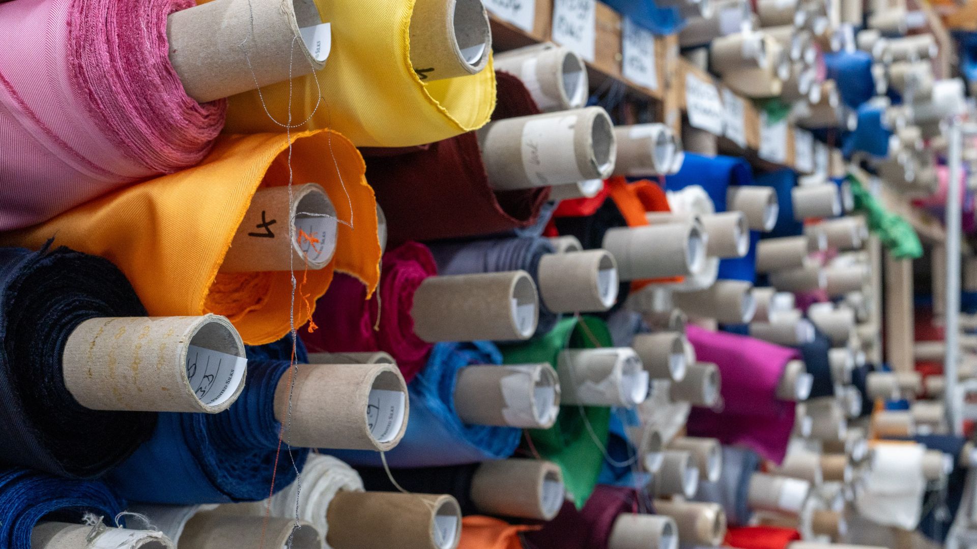 A stockpile of silk at Adamley Textiles. /CGTN
