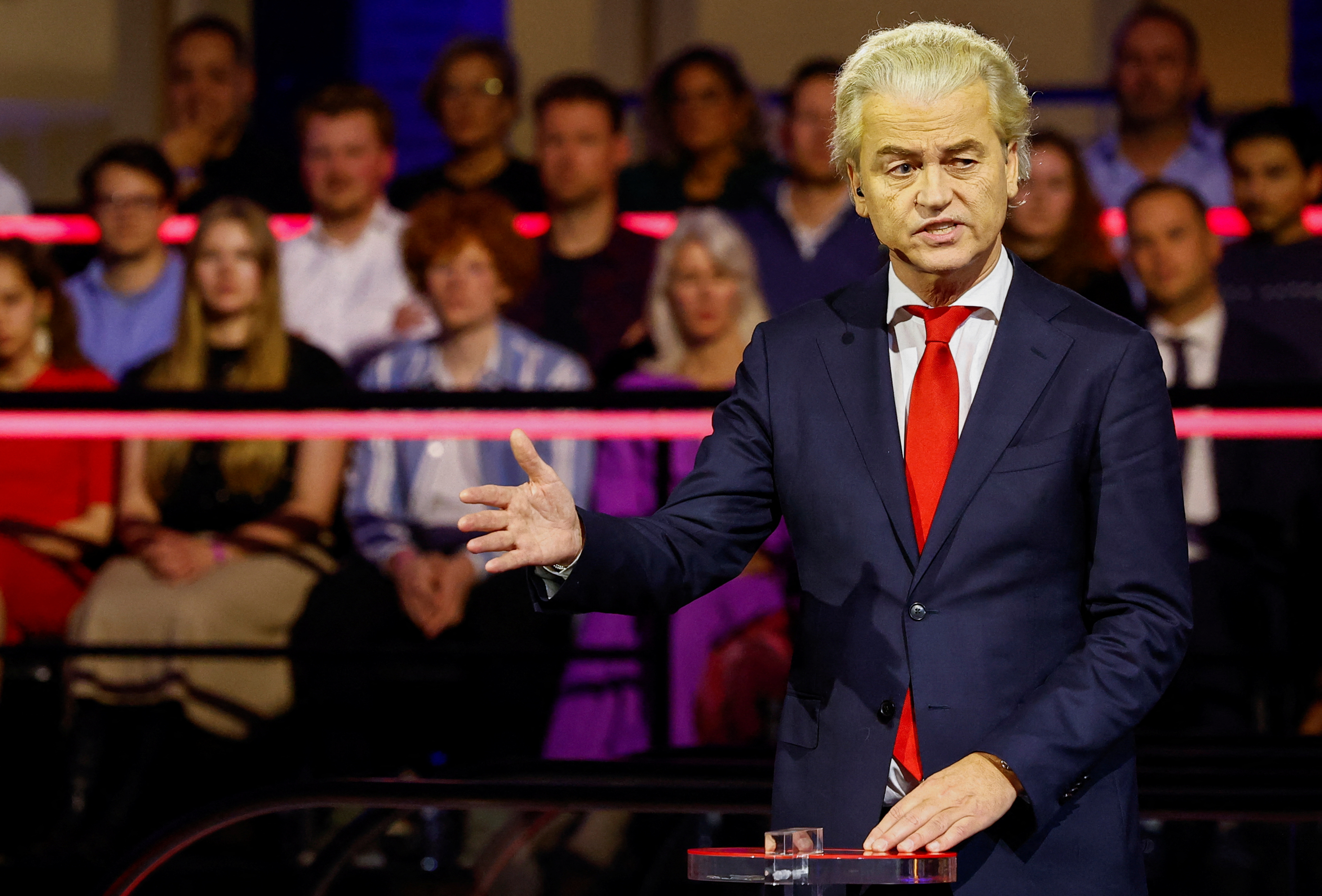 Wilders has been compared to former U.S. President Donald Trump for his shock of blonde hair and far-right views. /Piroschka van de Wouw/Reuters.