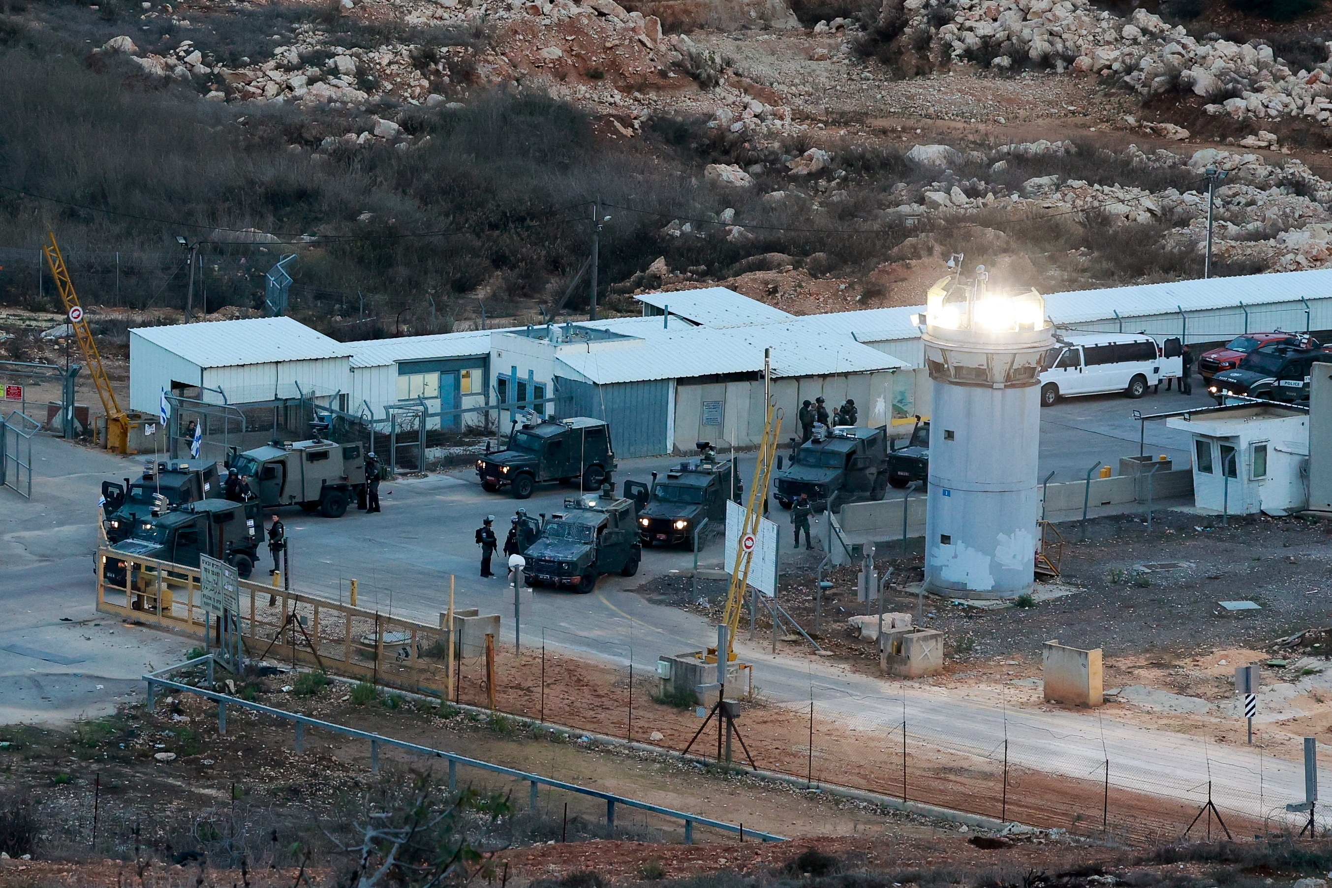 The Israeli military prison, Ofer, near Ramallah, in the West Bank, where some Palestinian prisoners are expected to be released. /Ammar Awad/Reuters