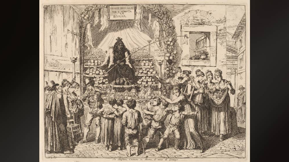 La Befana or Italy's Christmas Witch by Bartolomeo Pinelli. /Wikimedia Commons 