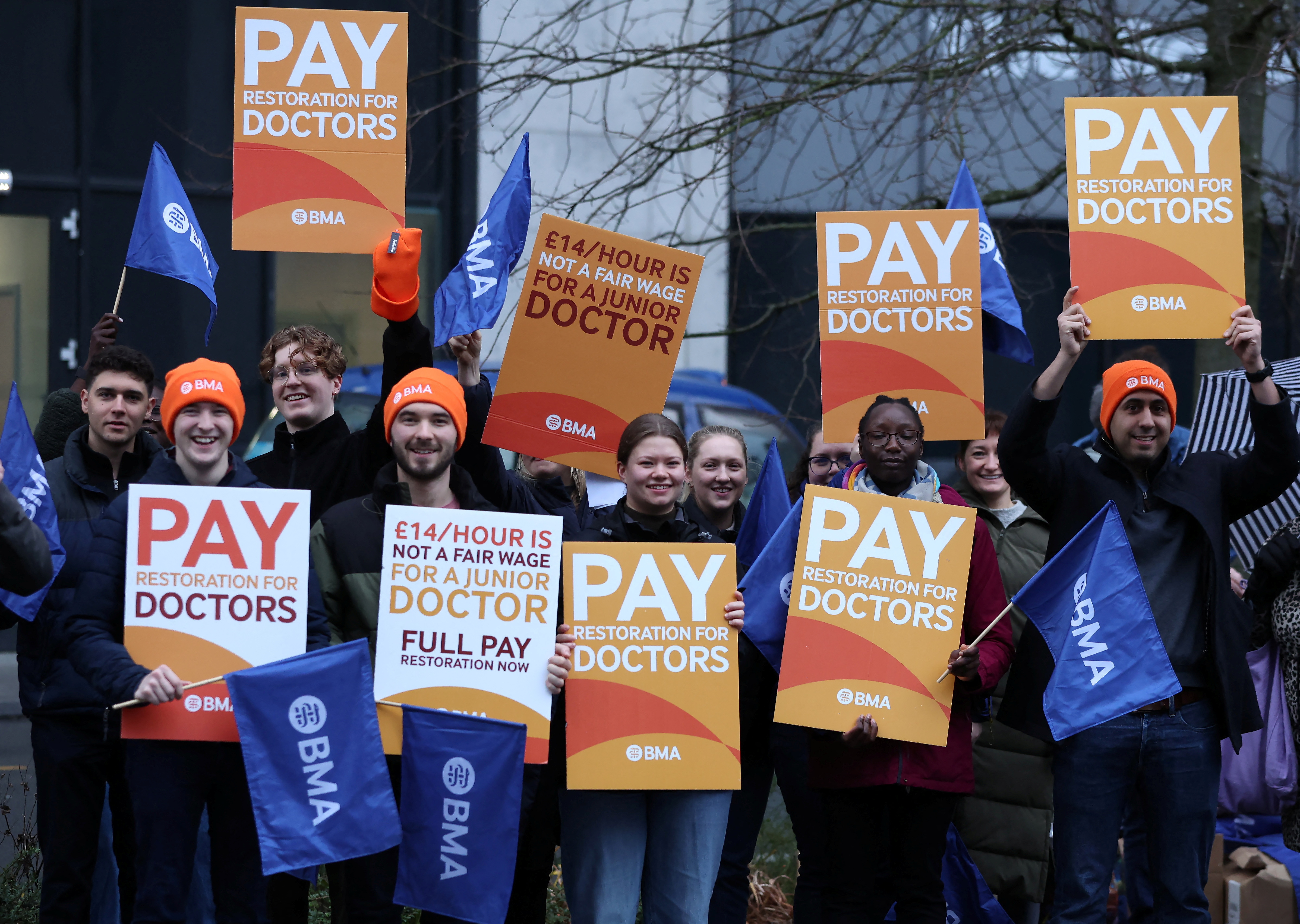 Last year junior doctors received an 8.8% pay increase, but the British Medical Association says that's still well below what doctors deserve. /Phil Noble/Reuters

