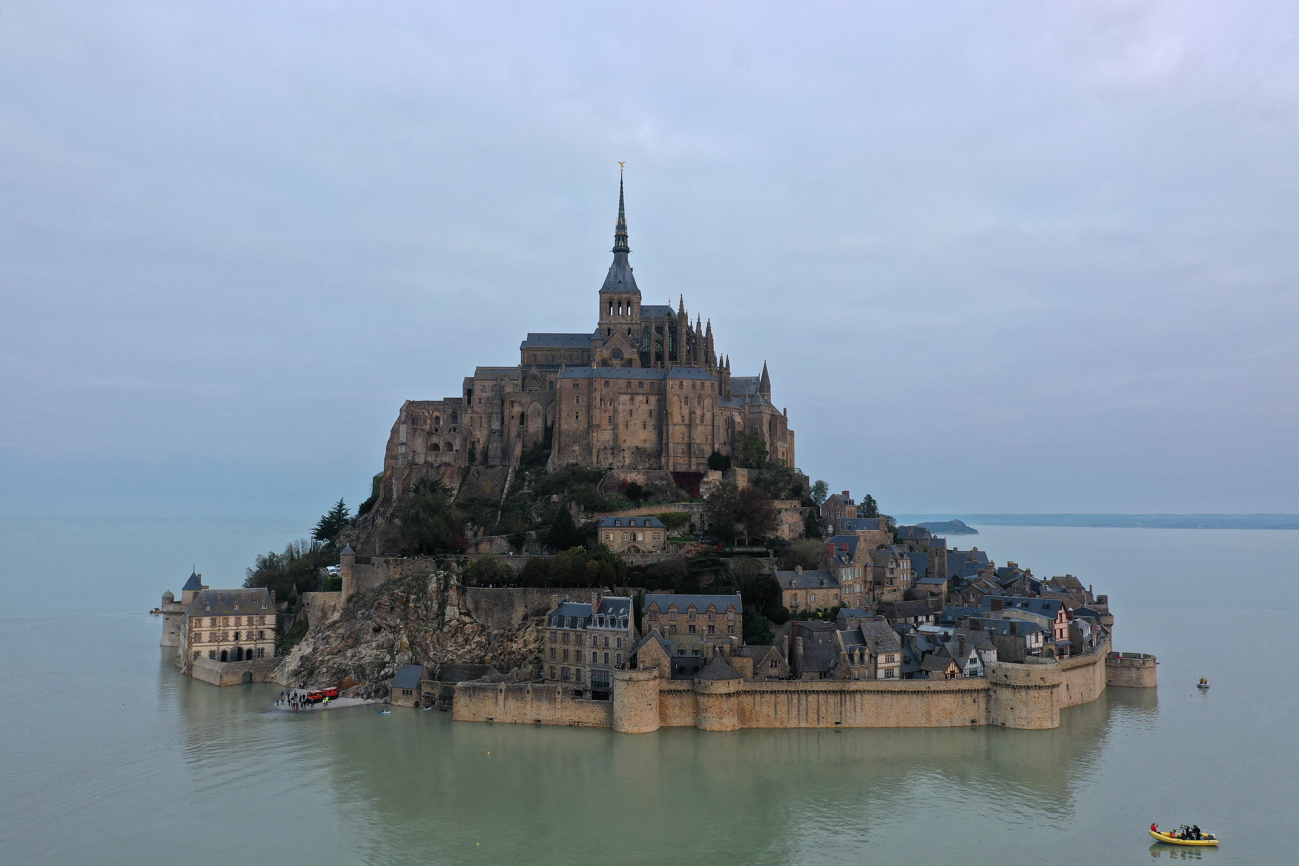Investment in Mont Saint Michel, a fortified tidal island topped by an abbey, is 