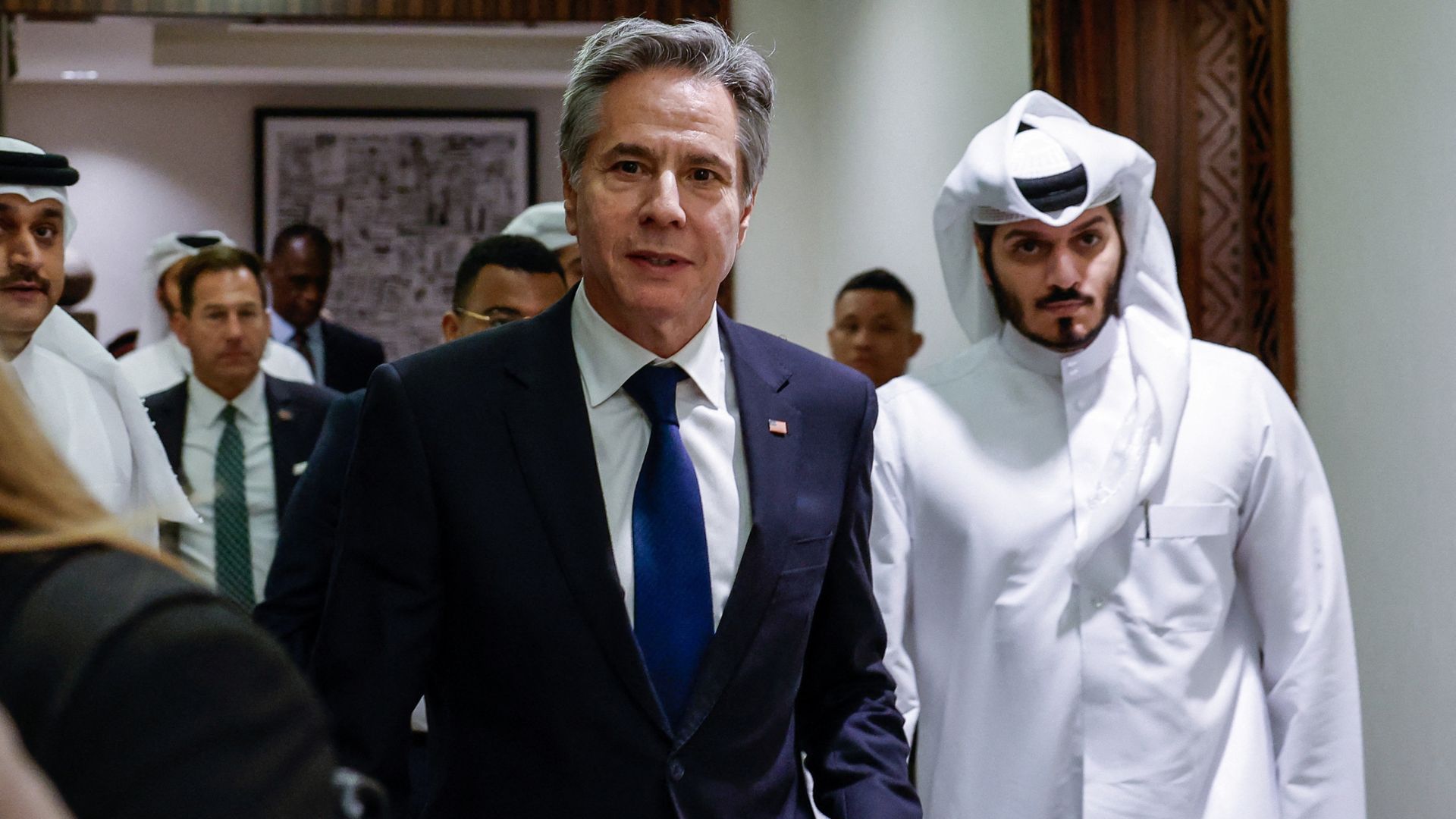 Blinken made sure to meet Qatar's Foreign Minister Sheikh Abdulrahman Al Thani. /Evelyn Hockstein/Reuters