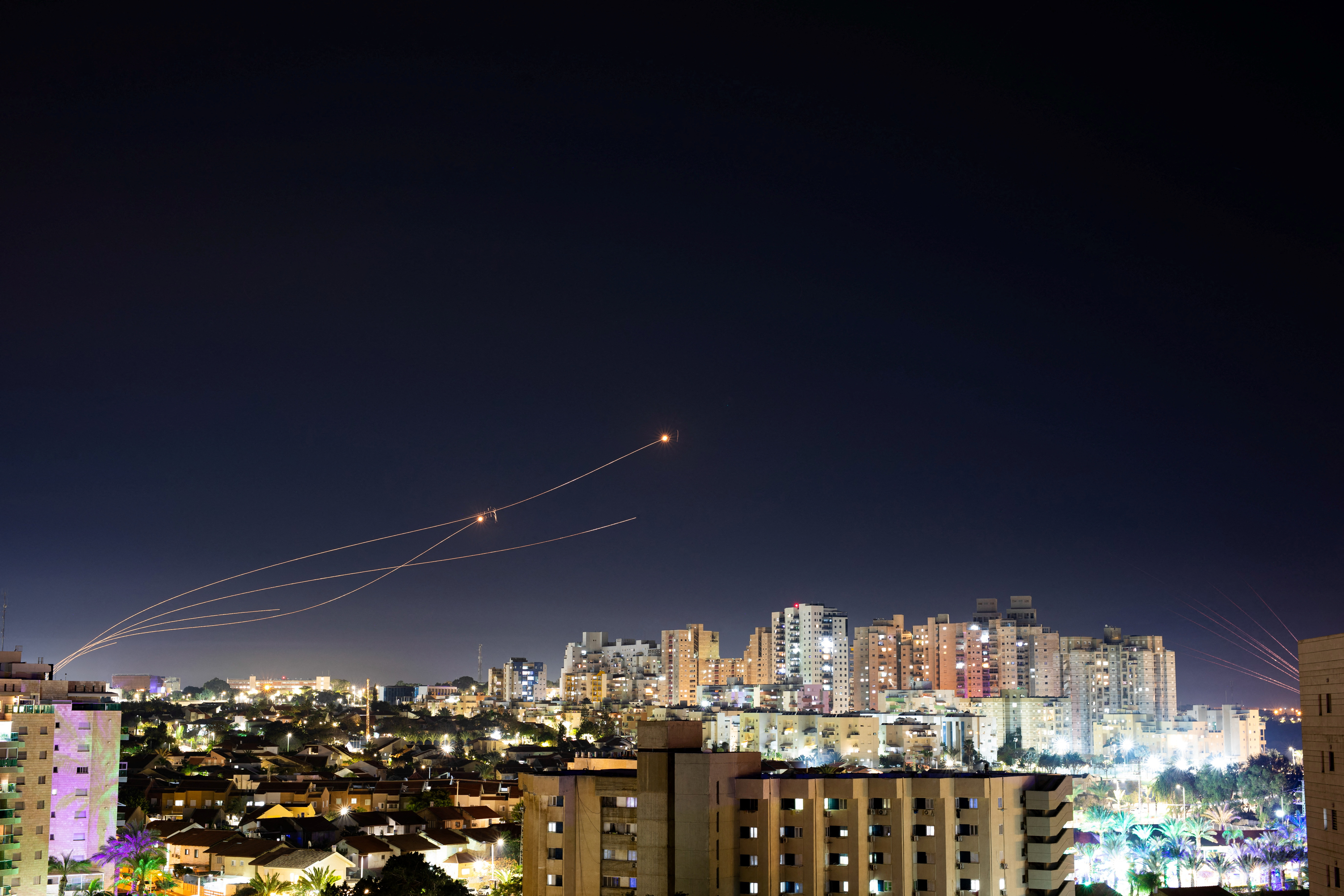Israel's Iron Dome anti-missile system intercepts rockets fired by Hamas from Gaza. /Amir Cohen/Reuters