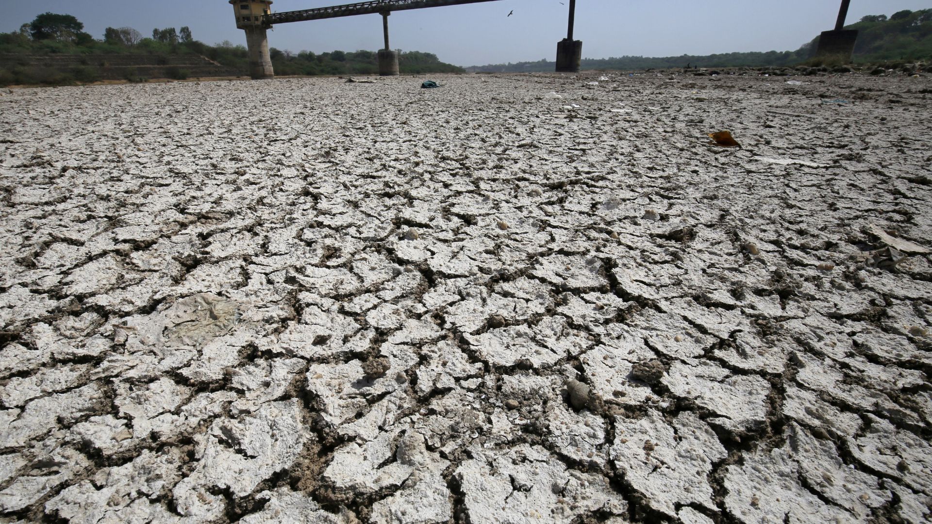 A water pump shed in the dried-up portion of the Sabarmati river near Ahmedabad, India. /Amit Dave/Reuters