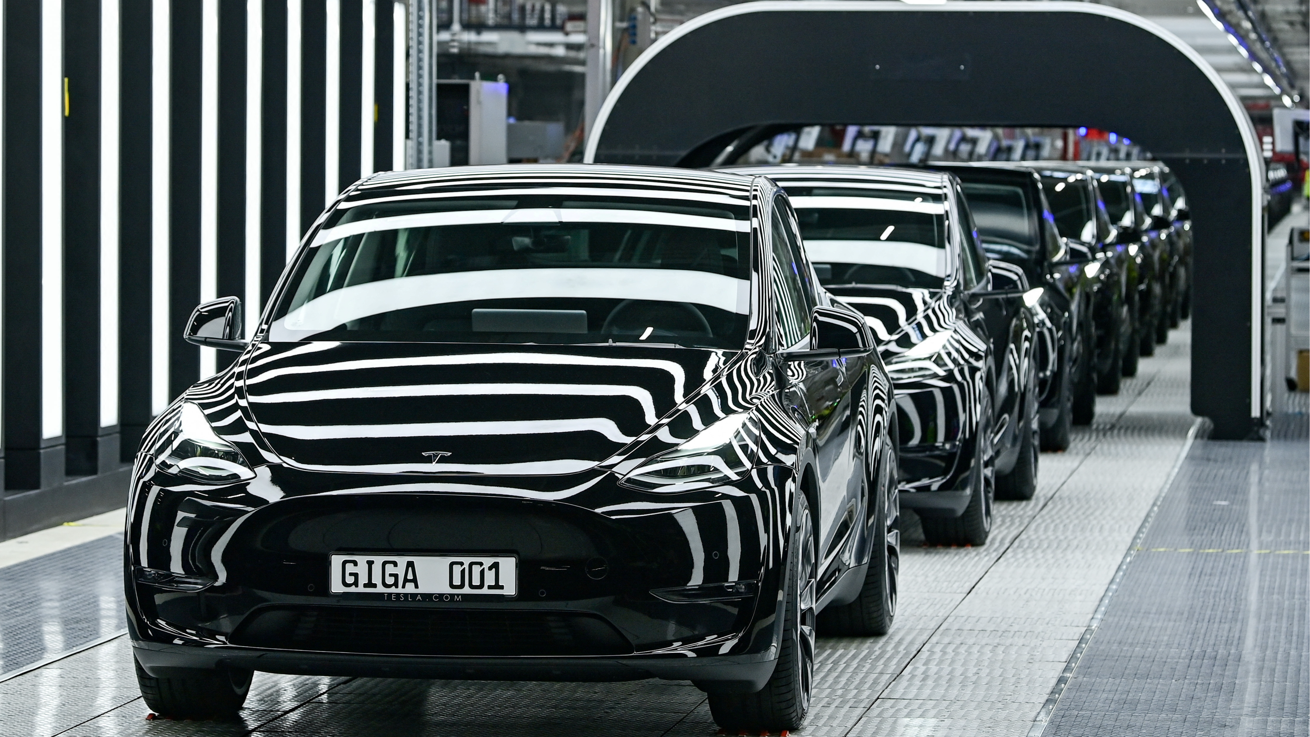 Model Y cars at the Tesla factory in Gruenheide, Germany. Patrick Pleul/REUTERS