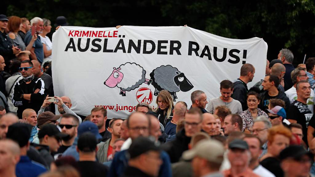 In Chemnitz, Germany, far-right activists hold a demonstration, 2018 /Odd Andersen/CFP
