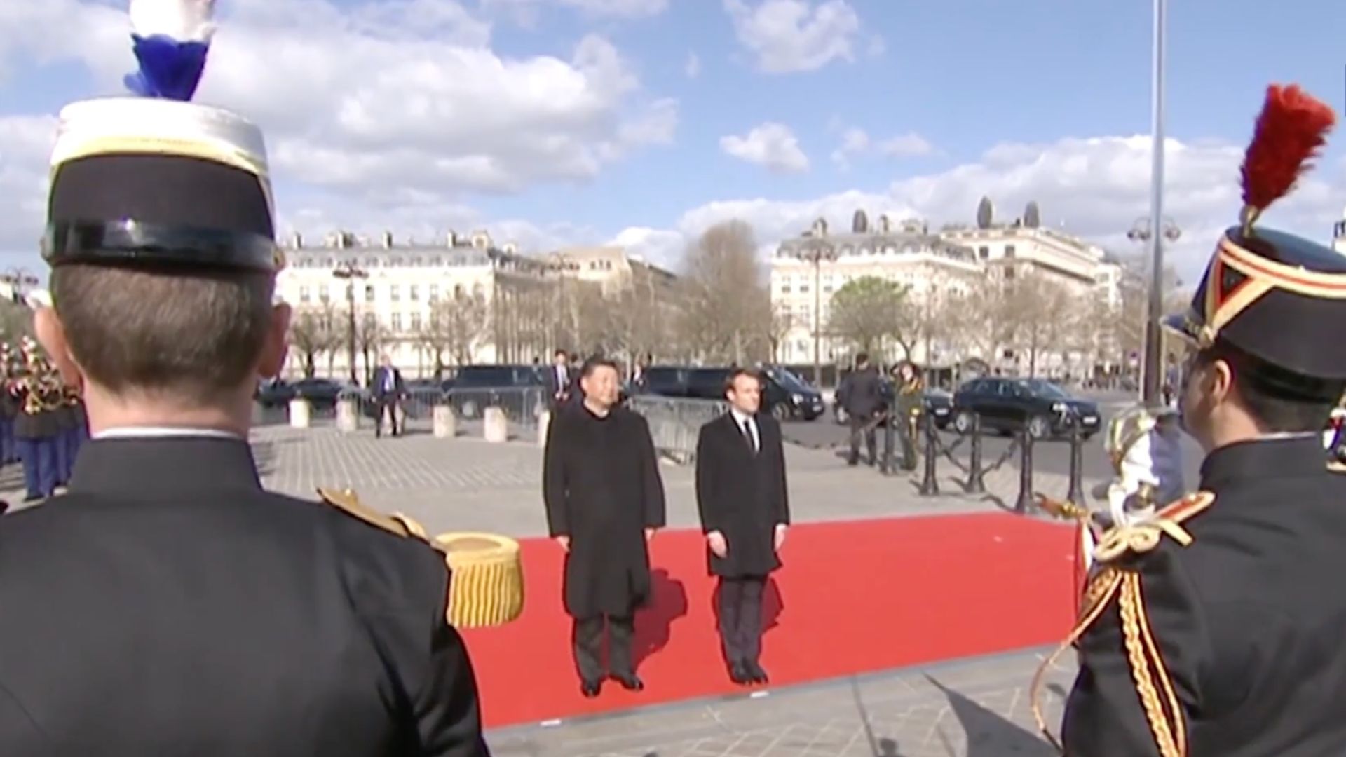Xi Jinping and Emmanuel Macron in Paris in 2019. /CGTN