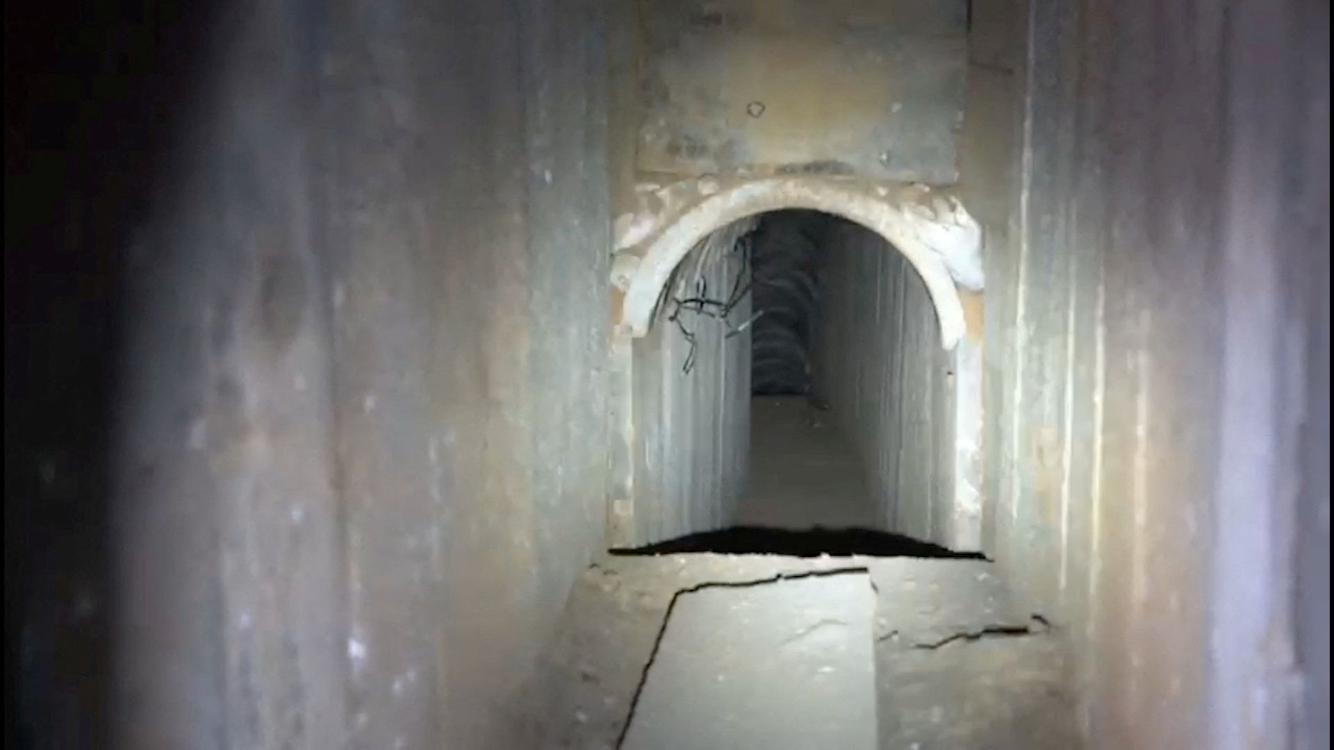 A view of a tunnel which the Israeli Army says it found near a mosque. /Israel Defense Forces/Handout/Reuters