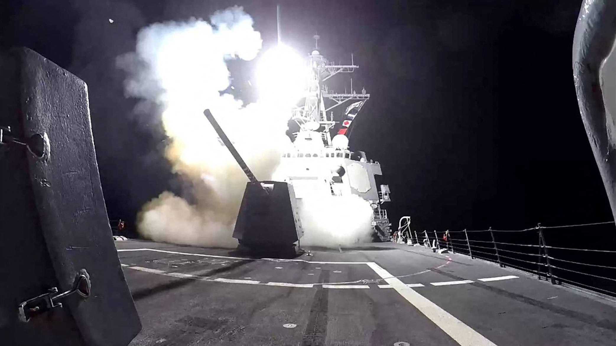 A Tomahawk missile is launched from the USS Gravely against Houthi military targets in Yemen. /U.S. Central Command/Reuters