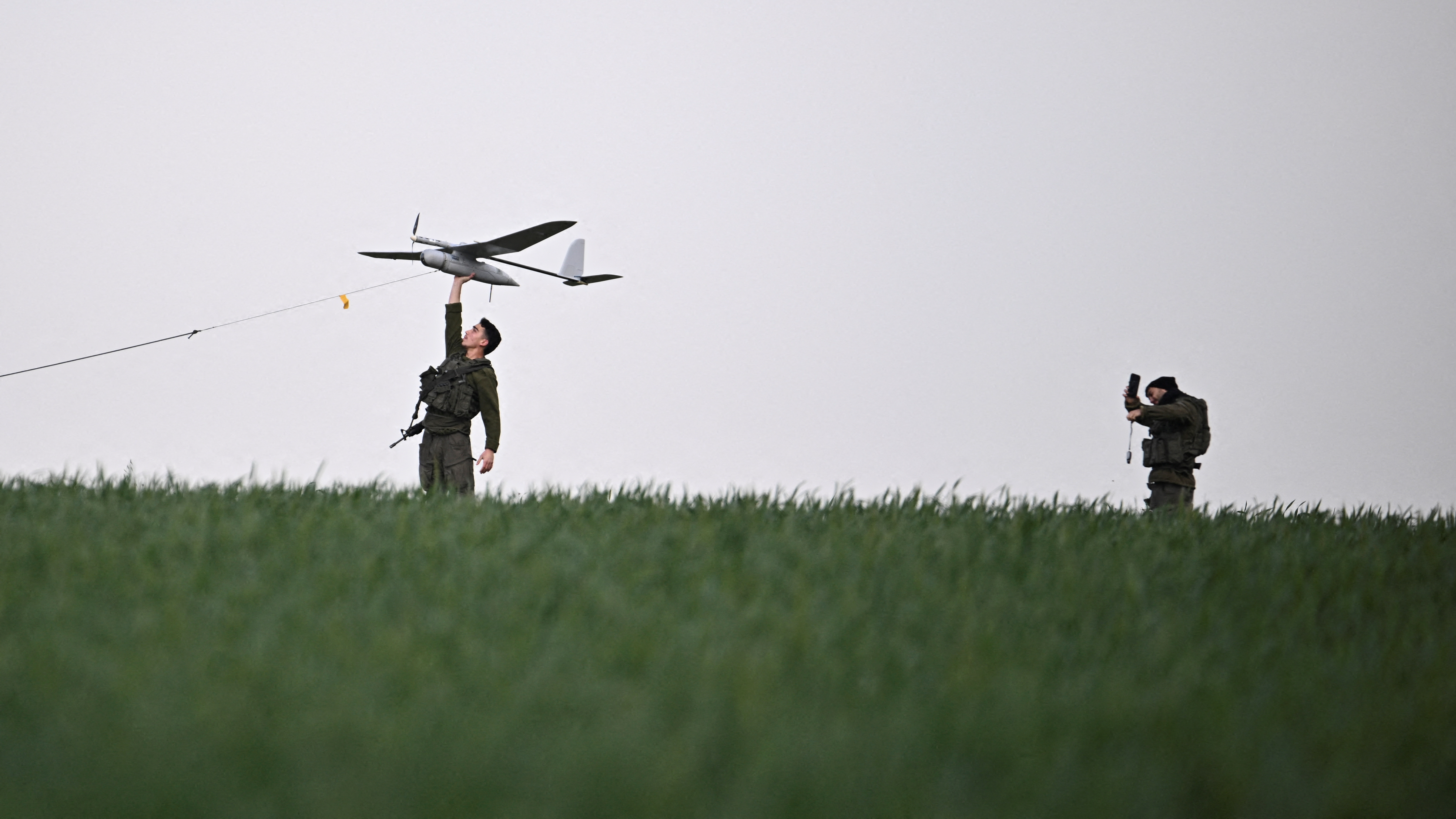 IDF soldiers launch a surveillance drone. /Dylan Martinez/Reuters