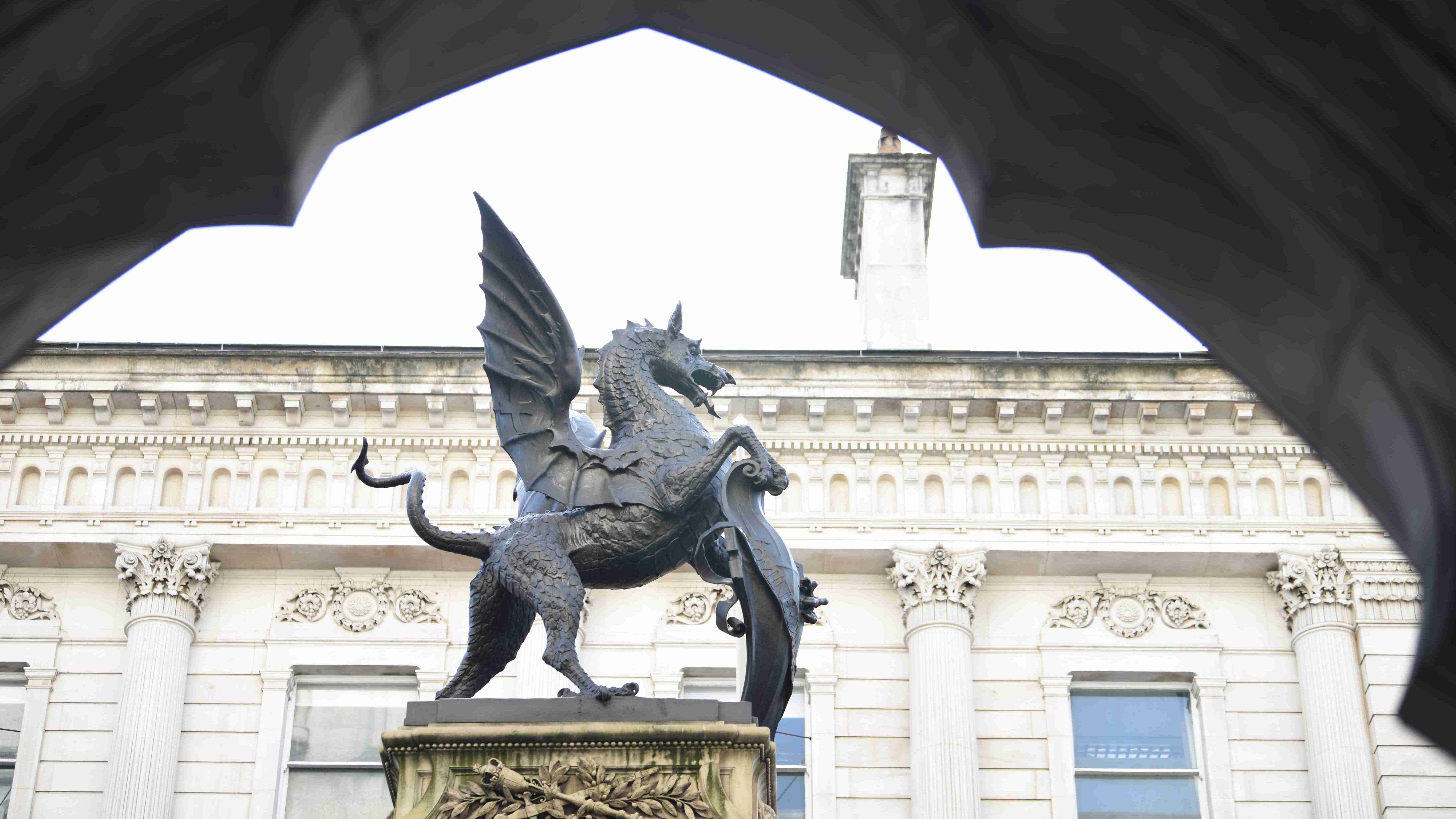 A dragon statue at the entrace of the City of London, the UK. /CGTN Europe