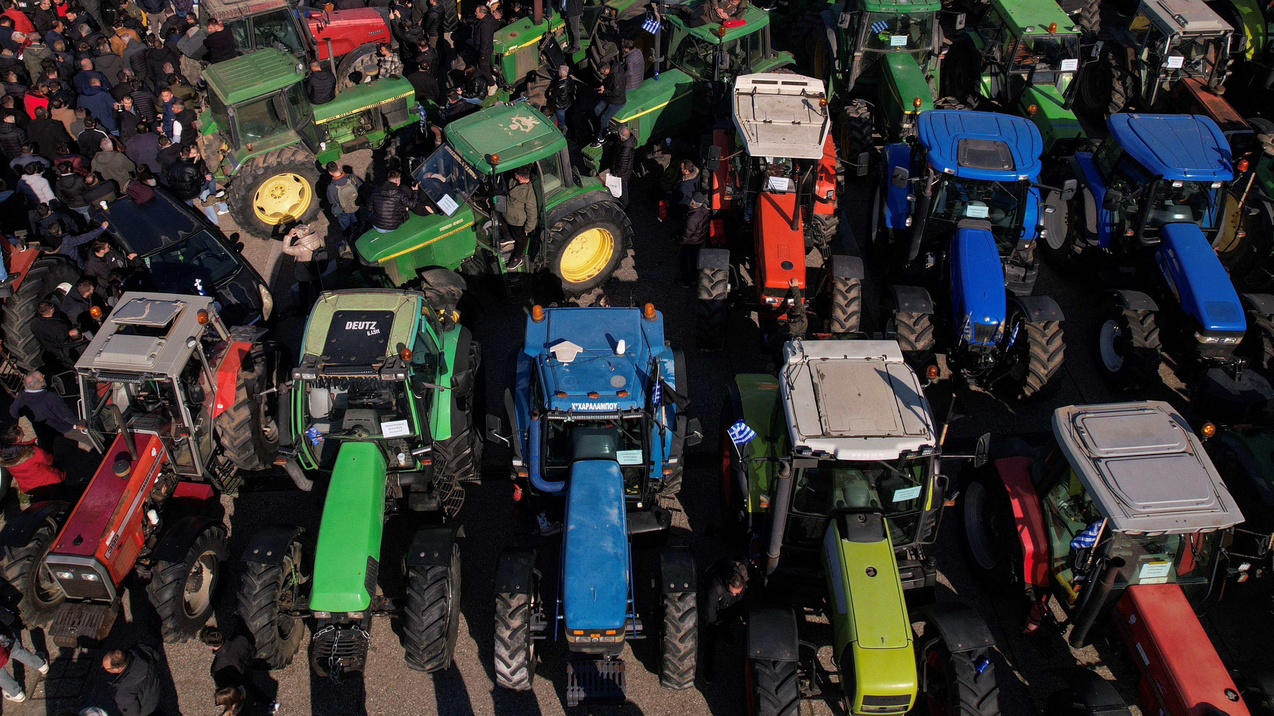 Farmers staged a 'tractor protest' at a fair in Thessaloniki earlier this month. /Alexandros Avramidis/Reuters