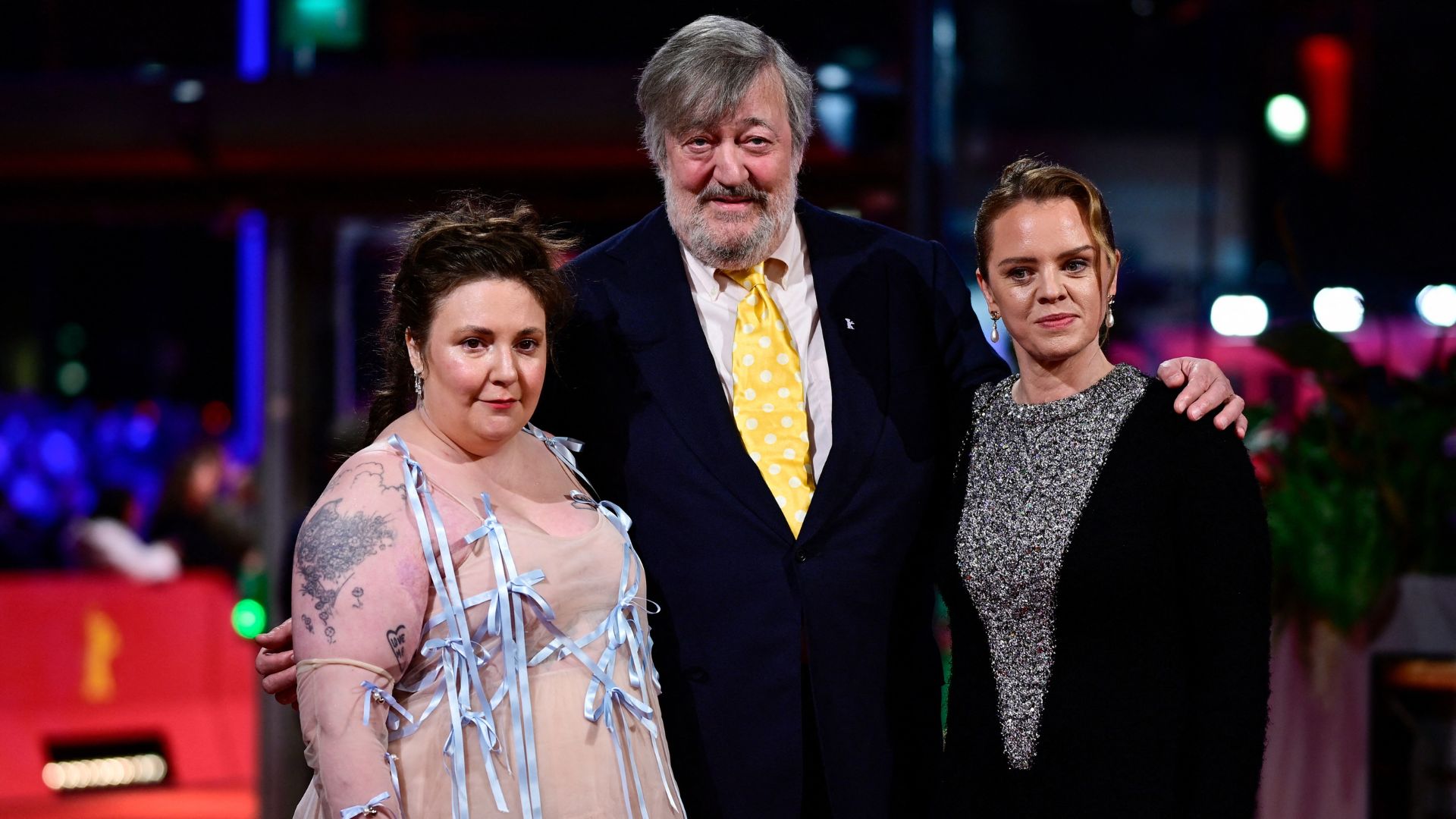 Lena Dunham, Stephen Fry and Julia von Heinz at the Berlinale. /John MacDougall/AFP
