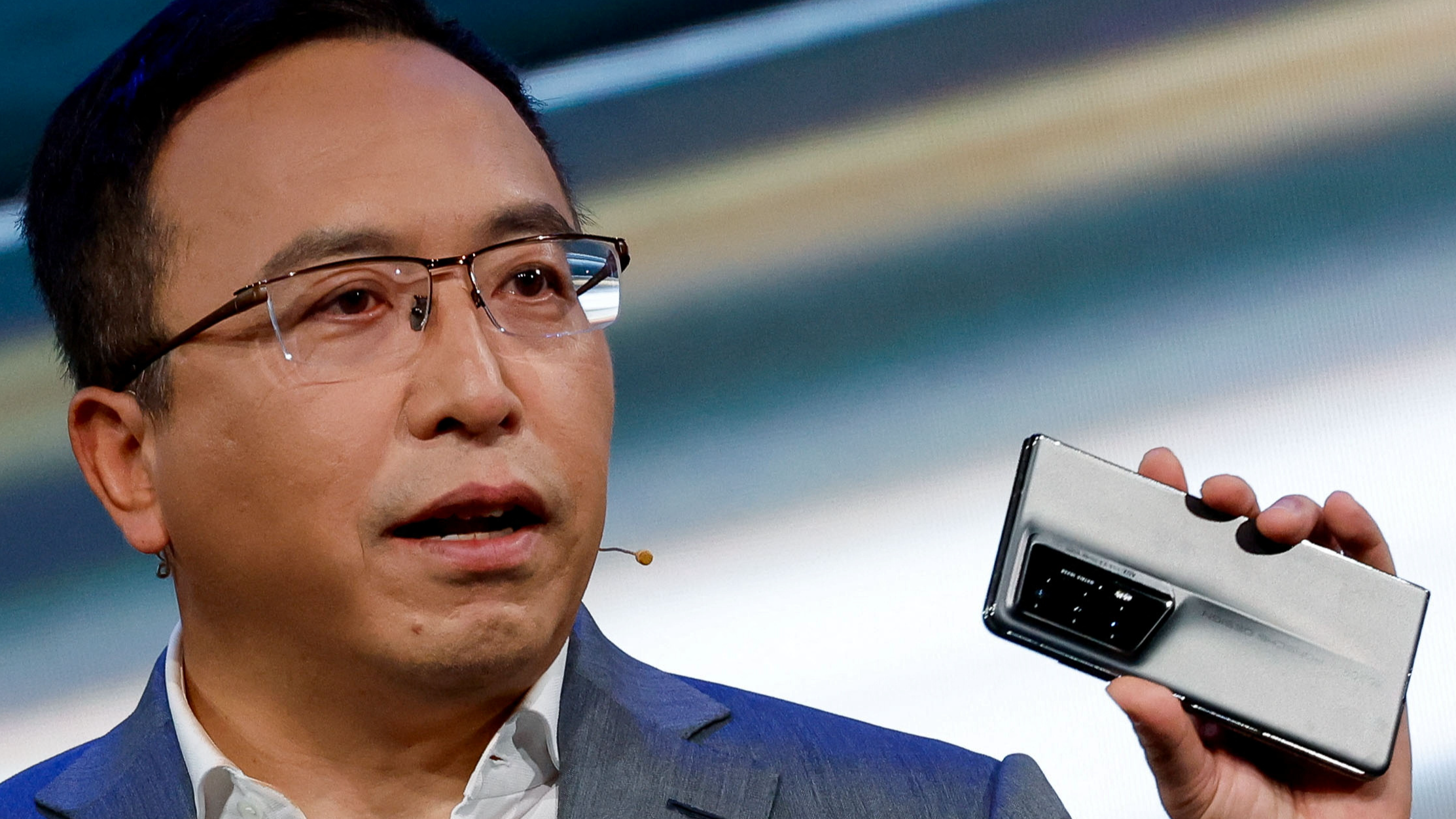 Honor Device CEO George Zhao unveils the company's new products ahead of MWC 2024./Reuters/Albert Gea