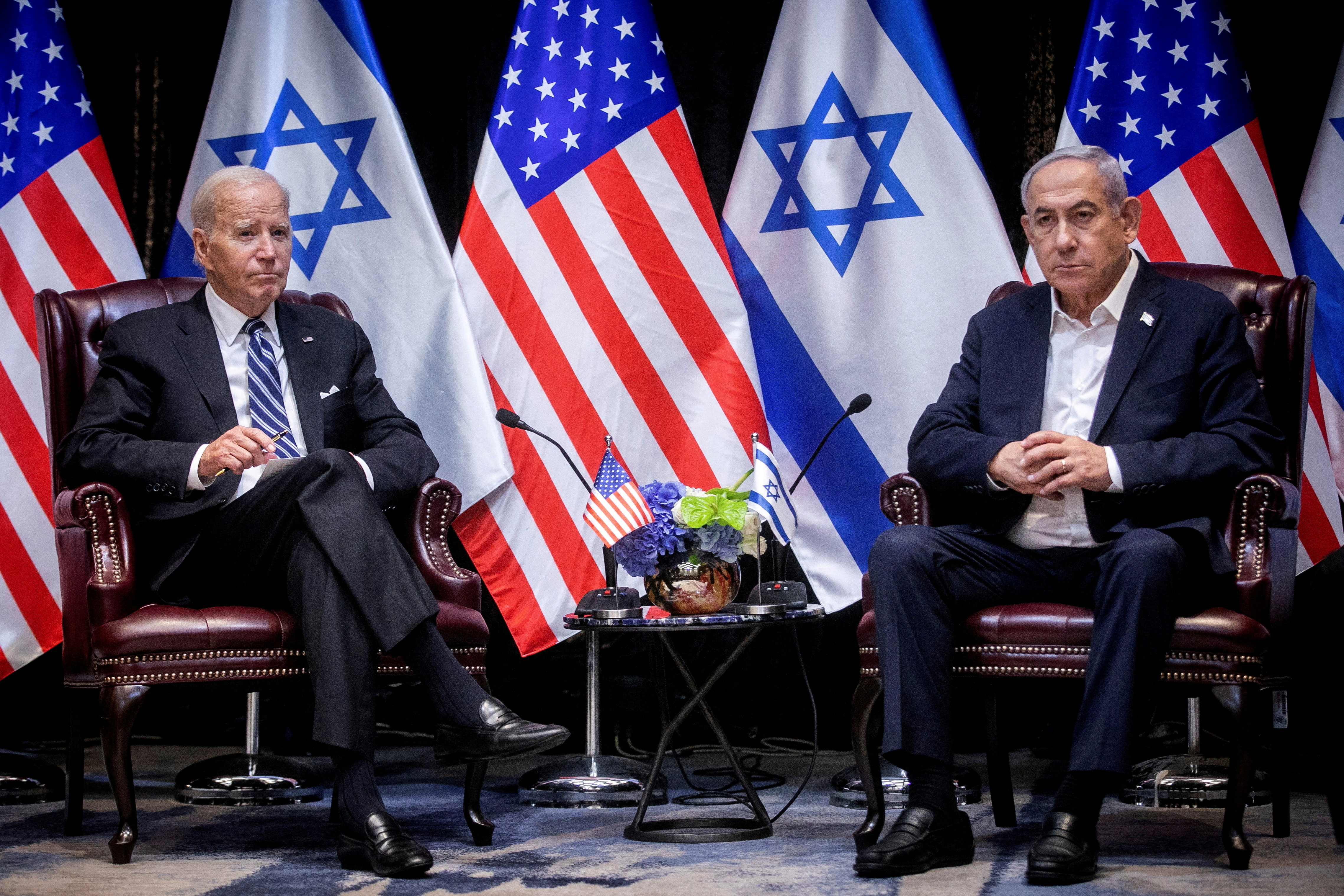 U.S. President Joe Biden, pauses during a meeting with Israeli Prime Minister Benjamin Netanyahu in Tel Aviv last October. /Miriam Alster/ Reuters