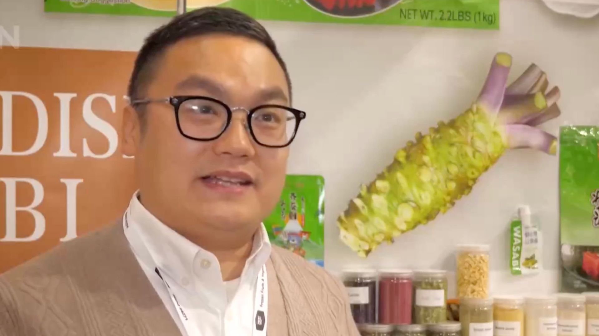 Eric Liu, from China's Linyi Yuanyuan Food Co., is passionate about wasabi. /CGTN