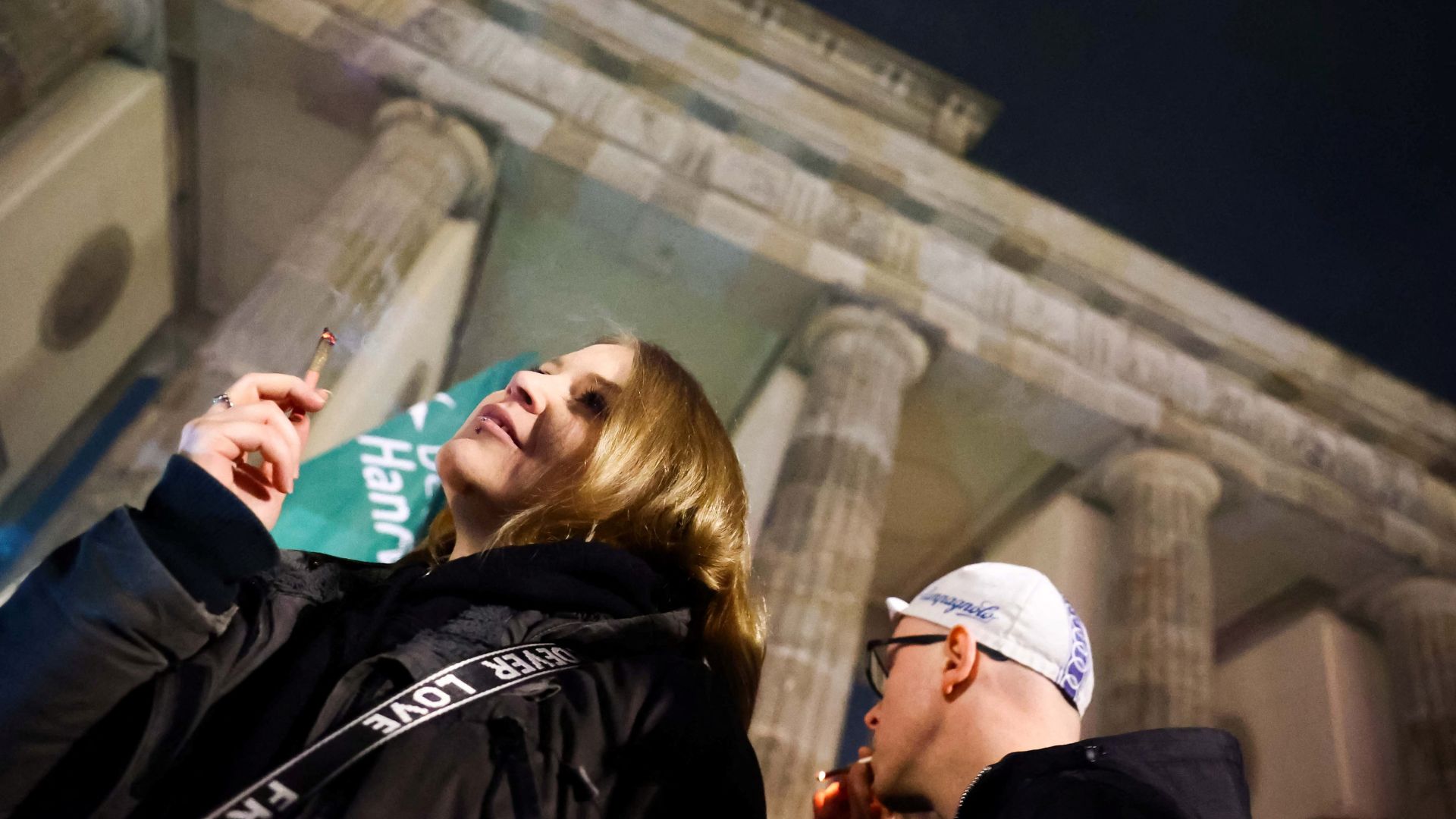 Germany's friends of cannabis celebrate the part legalisation of cannabis with a 'smoke-in' at Brandenburg Gate in Berlin. /Christian Mang/Reuters
