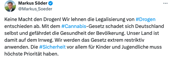 Markus Söder, CSU leader, posted his opposition to the law on X. /X