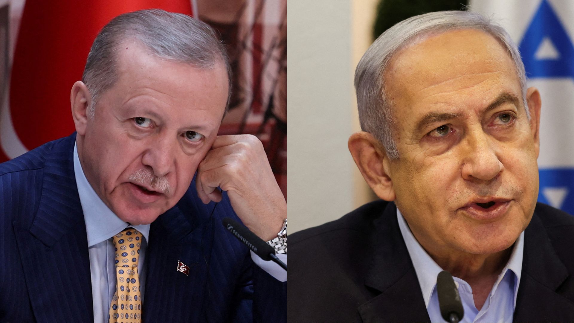 A sanctions row is developing between the countries of Turkish President Tayyip Erdogan (L) and Israeli Prime Minister Benjamin Netanyahu./Umit Bektas, Ronen Zvulun/Reuters