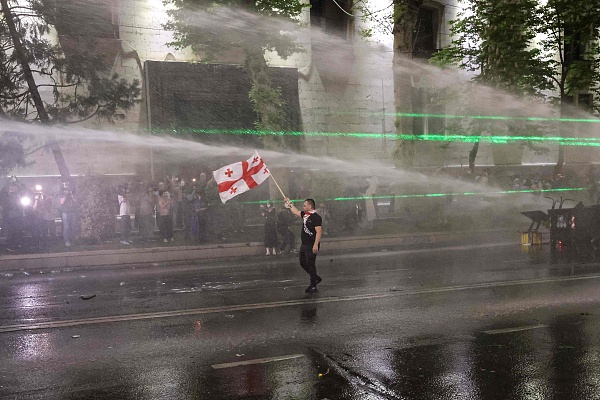 Police once again used water cannon to break up protests /Giorgi ARJEVANIDZE