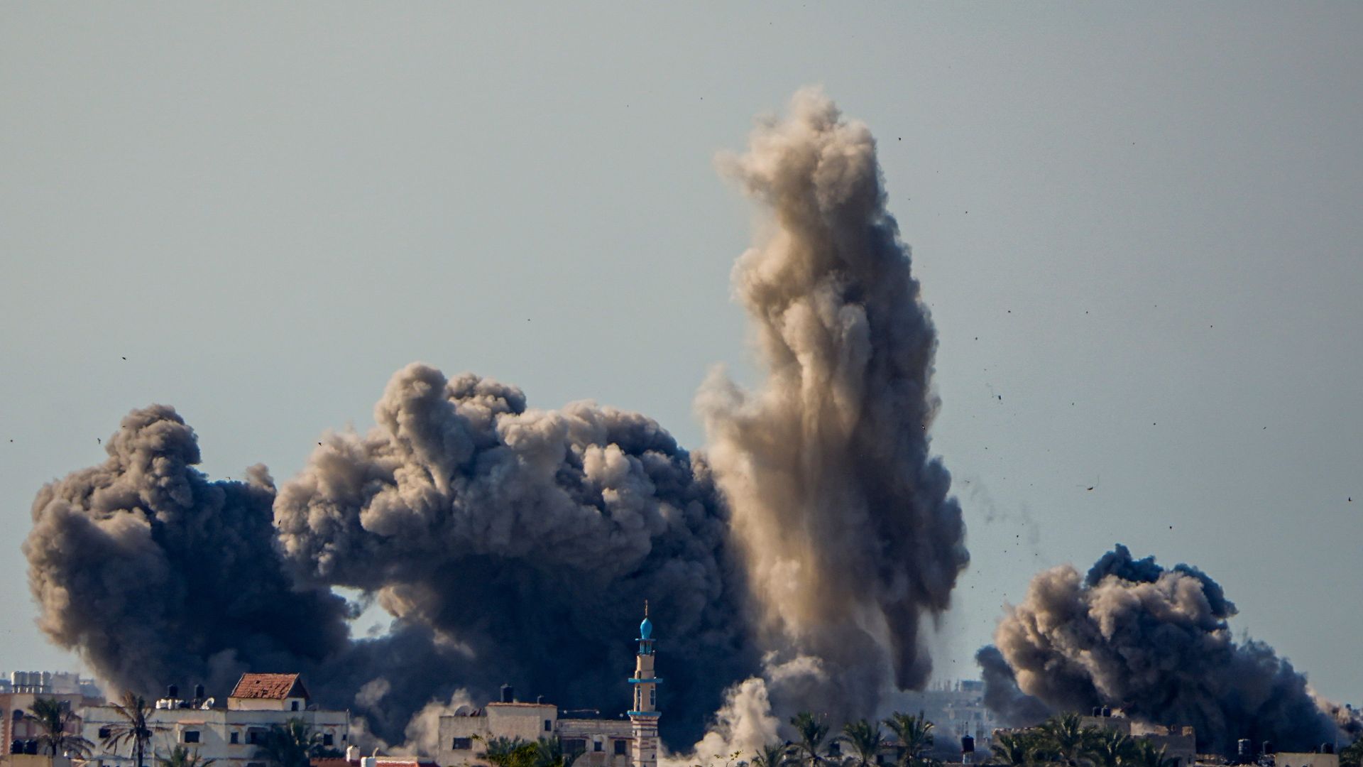 Smoke and explosion following an Israeli bombardment inside the Gaza Strip. /Ariel Schalit/AP Photo