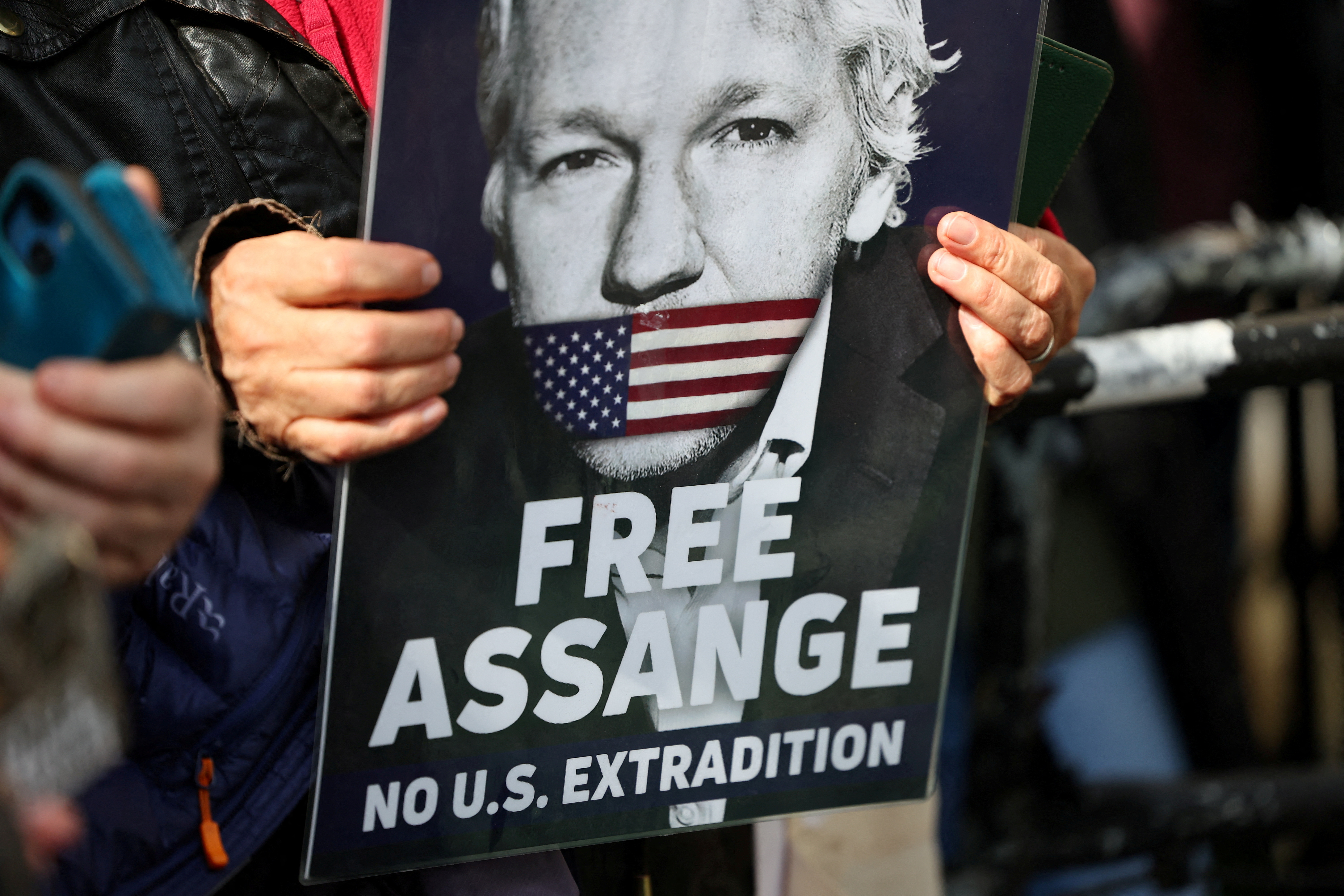 Julian Assange's supporters say there's very little chance he will get a fair trial if he's sent to the U.S. /Toby Melville/Reuters
