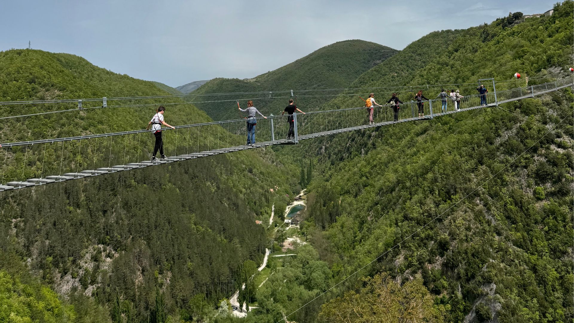 Sellano's residents are hoping a new suspension bridge will attract visitors looking for some adventure. /Hermione Kitson/CGTN 