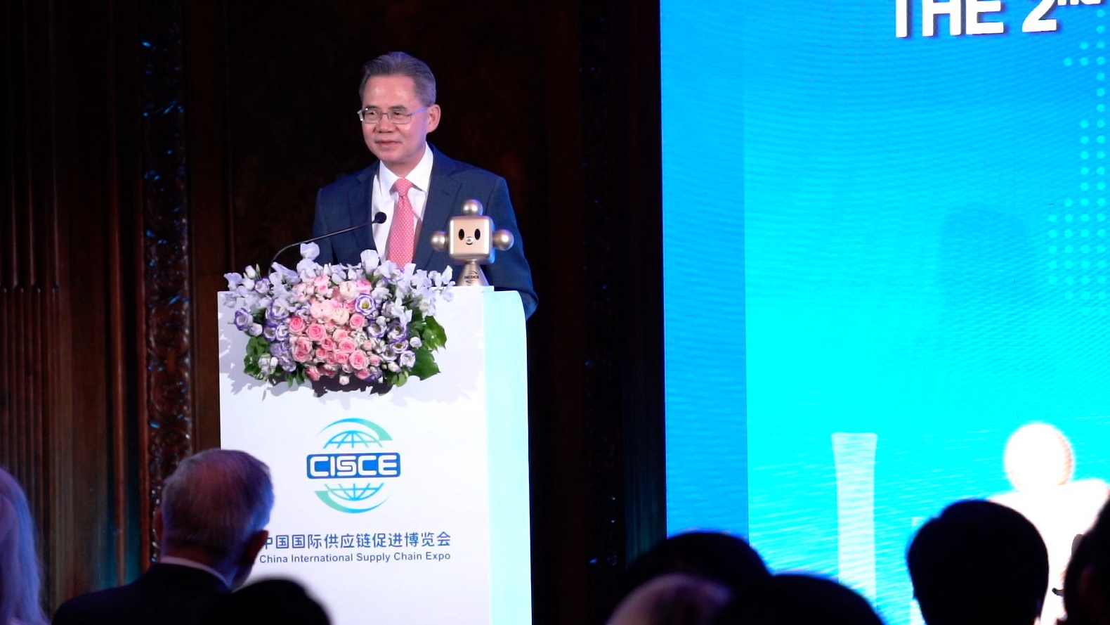 Chinese ambassador to the UK Zheng Zeguang delivering a speech at the promotion event in London, UK. /CGTN