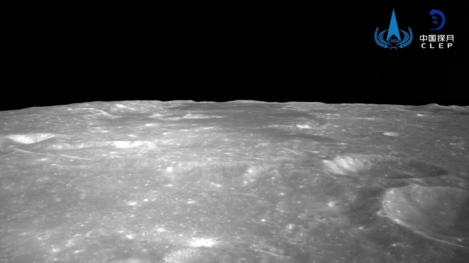 This undated handout photo shows craters on the surface of the moon captured by China's Chang'e-6 lunar probe. /China National Space Administration
