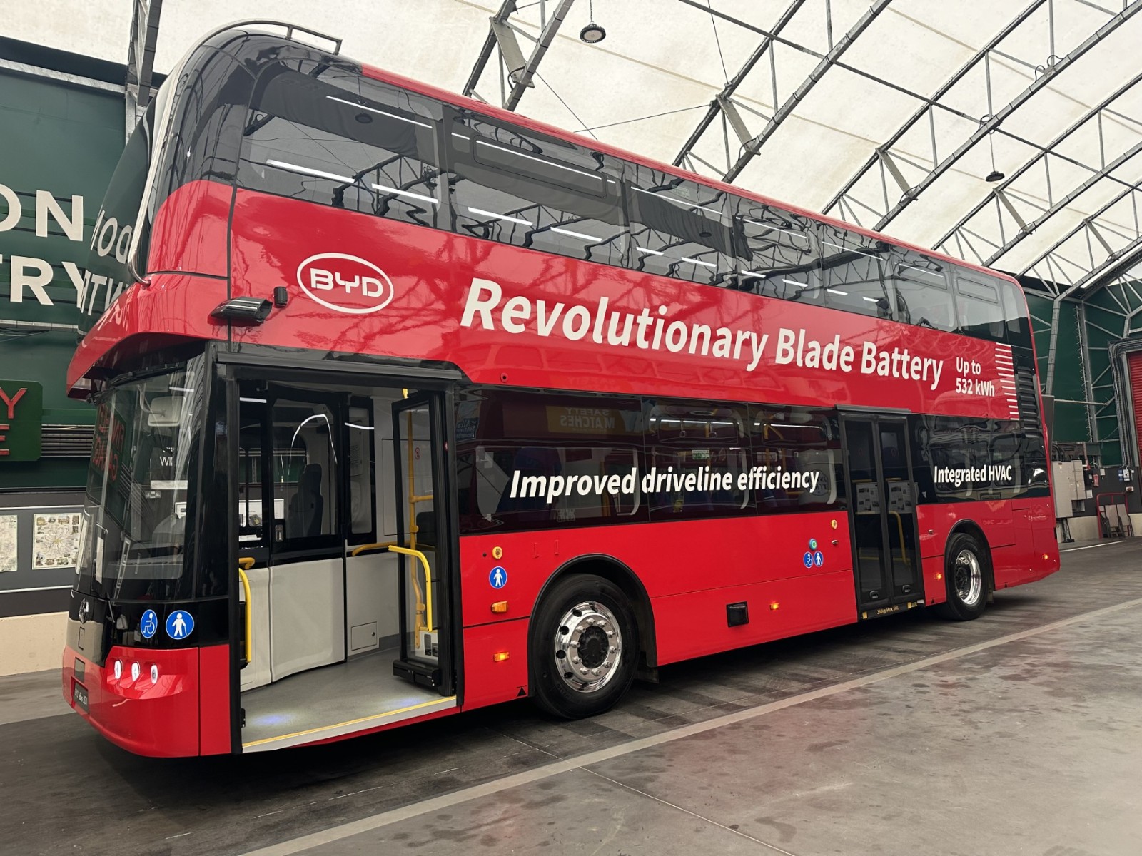 BYD unveiled its new upgraded electric bus model. /CGTN