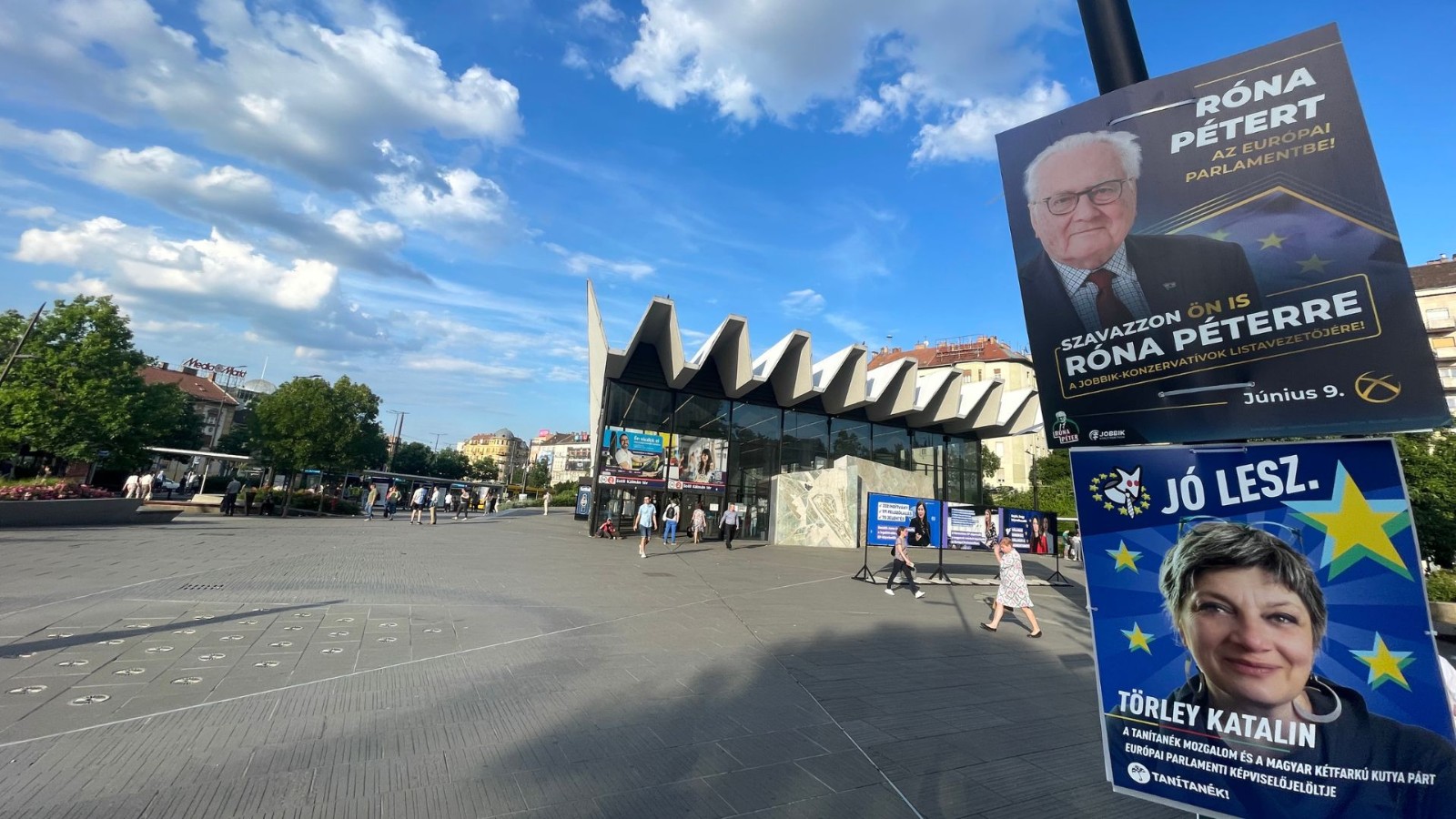 Posters of election candidates are everywhere in Budapest. /CGTN