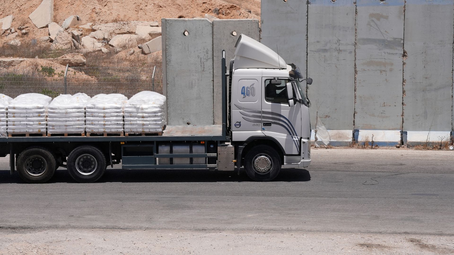 A truck carrying aid for delivery into Gaza drives through the Kerem Shalom crossing in southern Israel, June 17, 2024. /Nathan Frandino/Reuters