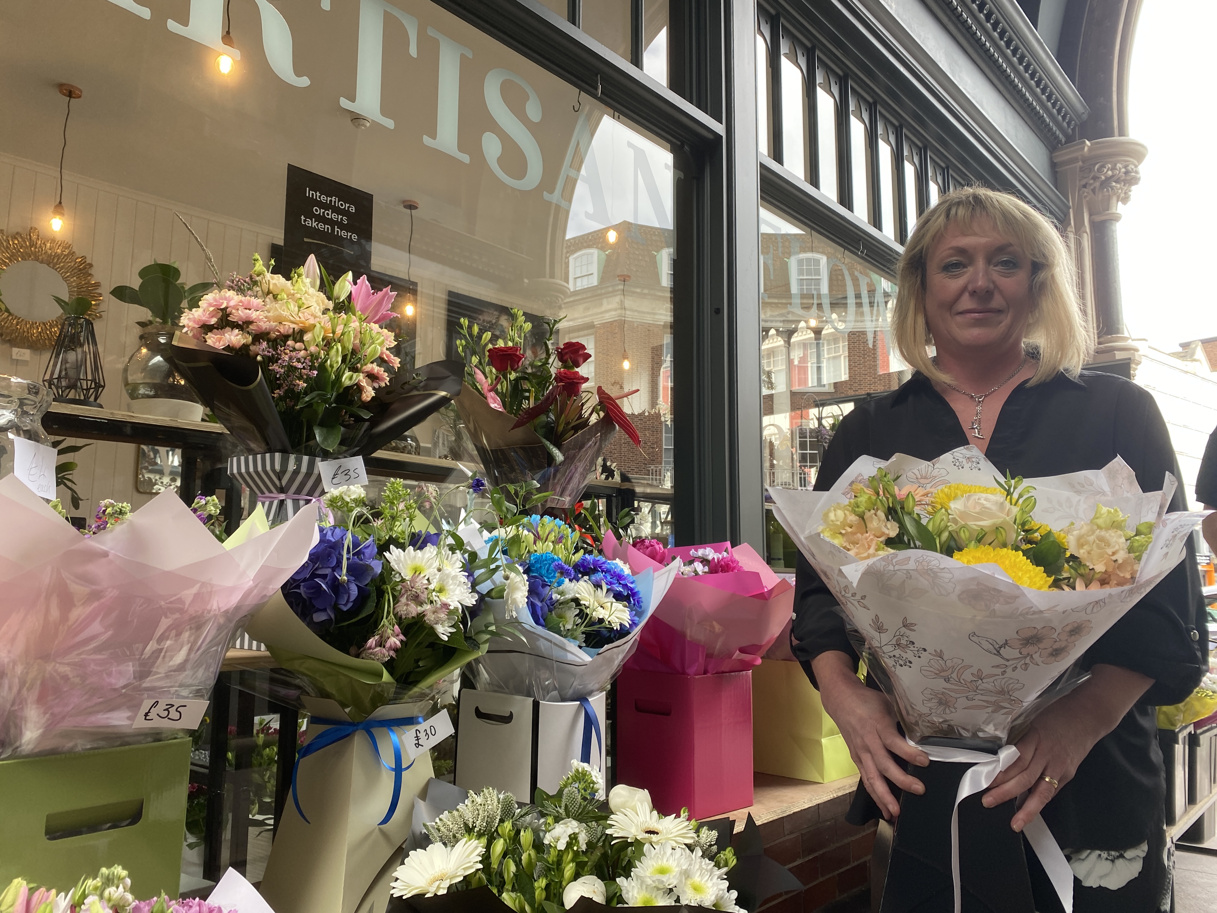 Katerina Moore says her Artisan Flowers business has been adversely affected by Brexit. /Iolo ap Dafydd/CGTN