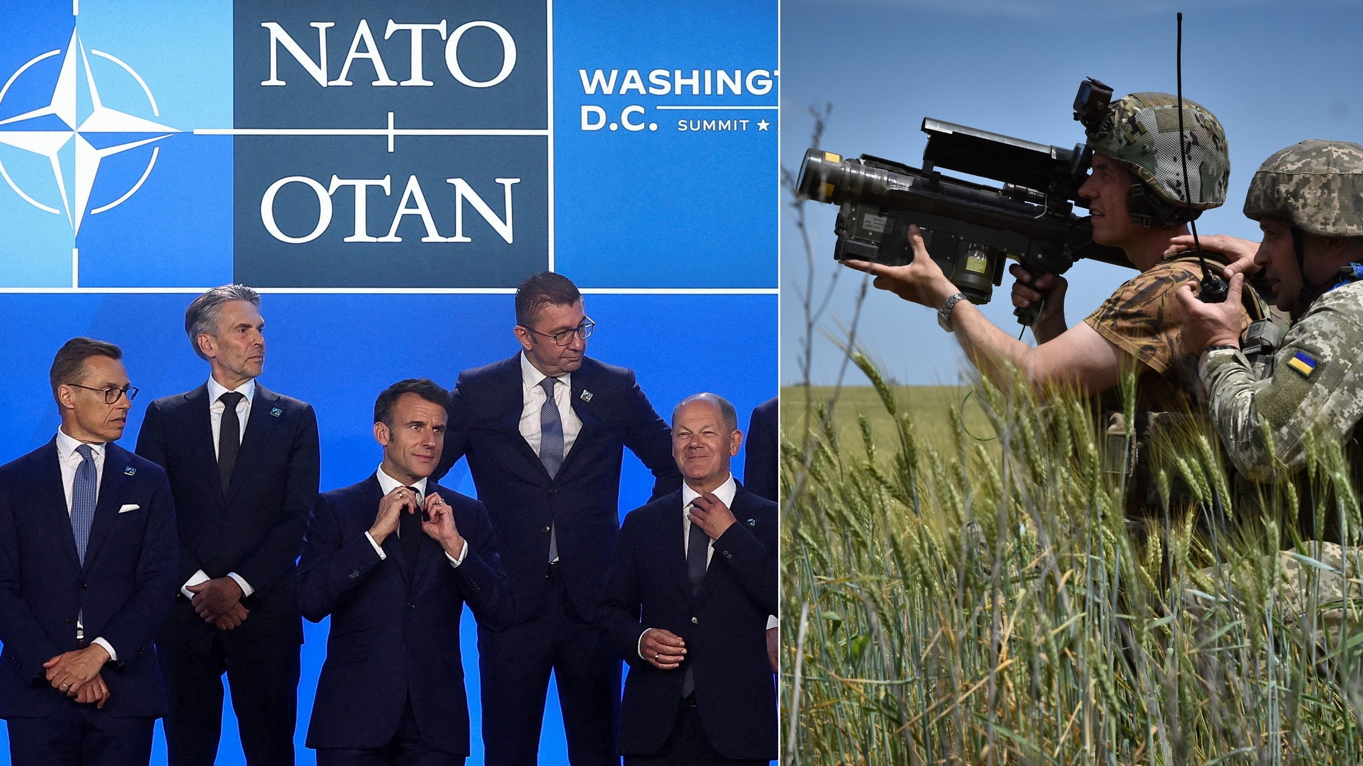 NATO is celebrating its 75th anniversary in Washington. / Yves Herman/Reuters and Andriy Andriyenko/AP