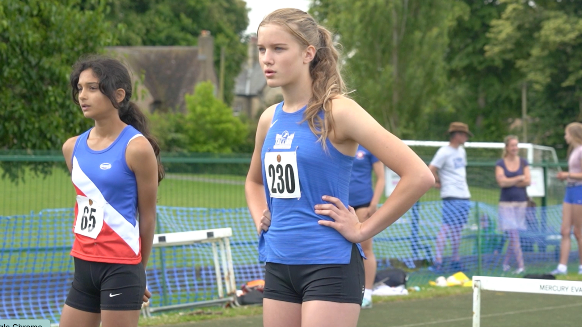 Athletes prepare for hurdling at the Wenlock Olympian Games on Sunday. /CGTN Europe