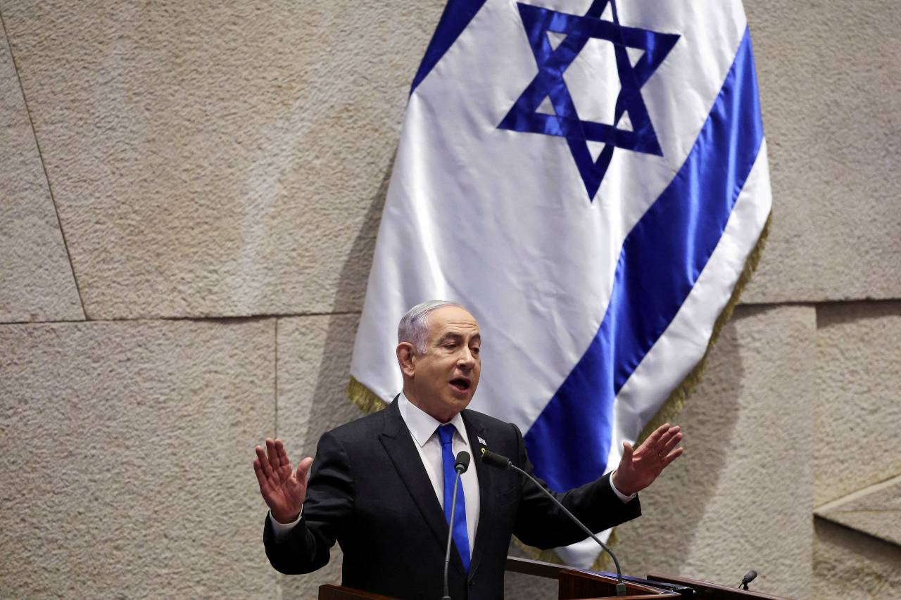 Israeli Prime Minister Benjamin Netanyahu speaking at the Israeli Parliament Knesset on Wednesday. /Ronen Zvulun/Reuters
