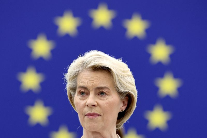 Ursula von der Leyen makes her pitch for re-election as EU Commission president at the European Parliament in Strasbourg, on July 18, 2024. /Frederick Florin/AFP