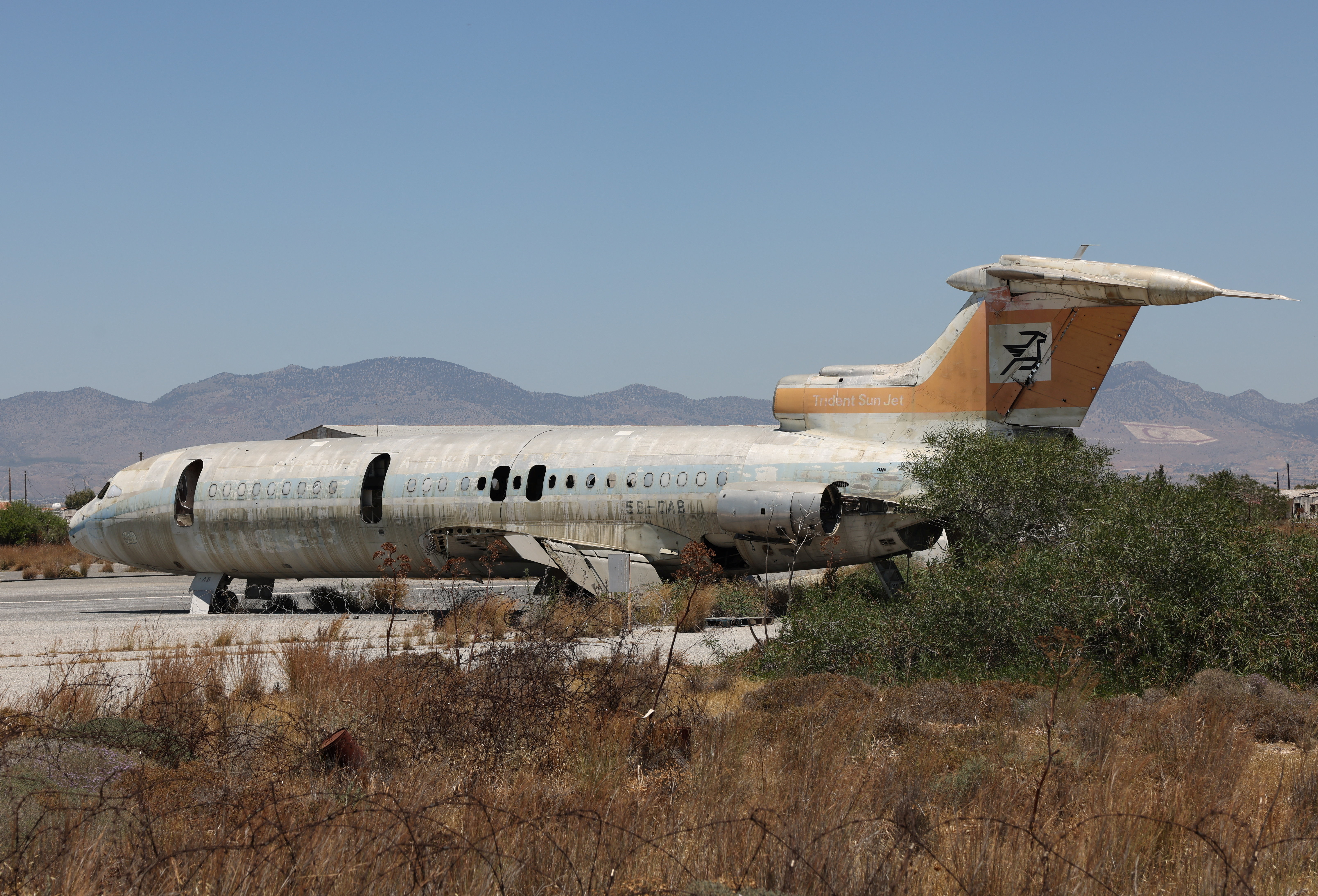 A Cyprus Airways passenger jet lies in a state of decay at Nicosia International Airport. /Yiannis Kourtoglou/Reuters