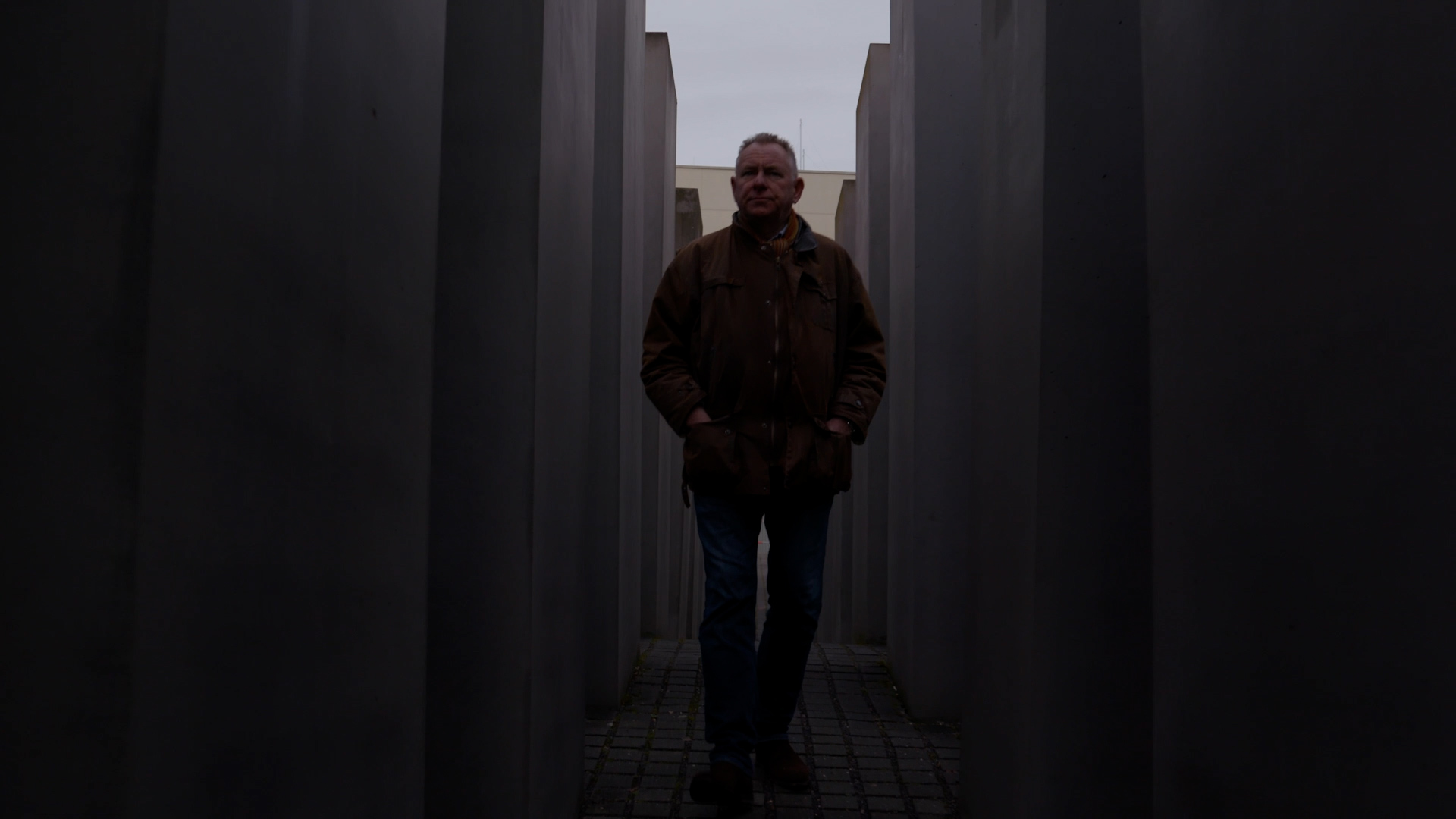 Jamie Owen in the Memorial to the Murdered Jews of Europe, also known as the Holocaust Memorial. /CGTN