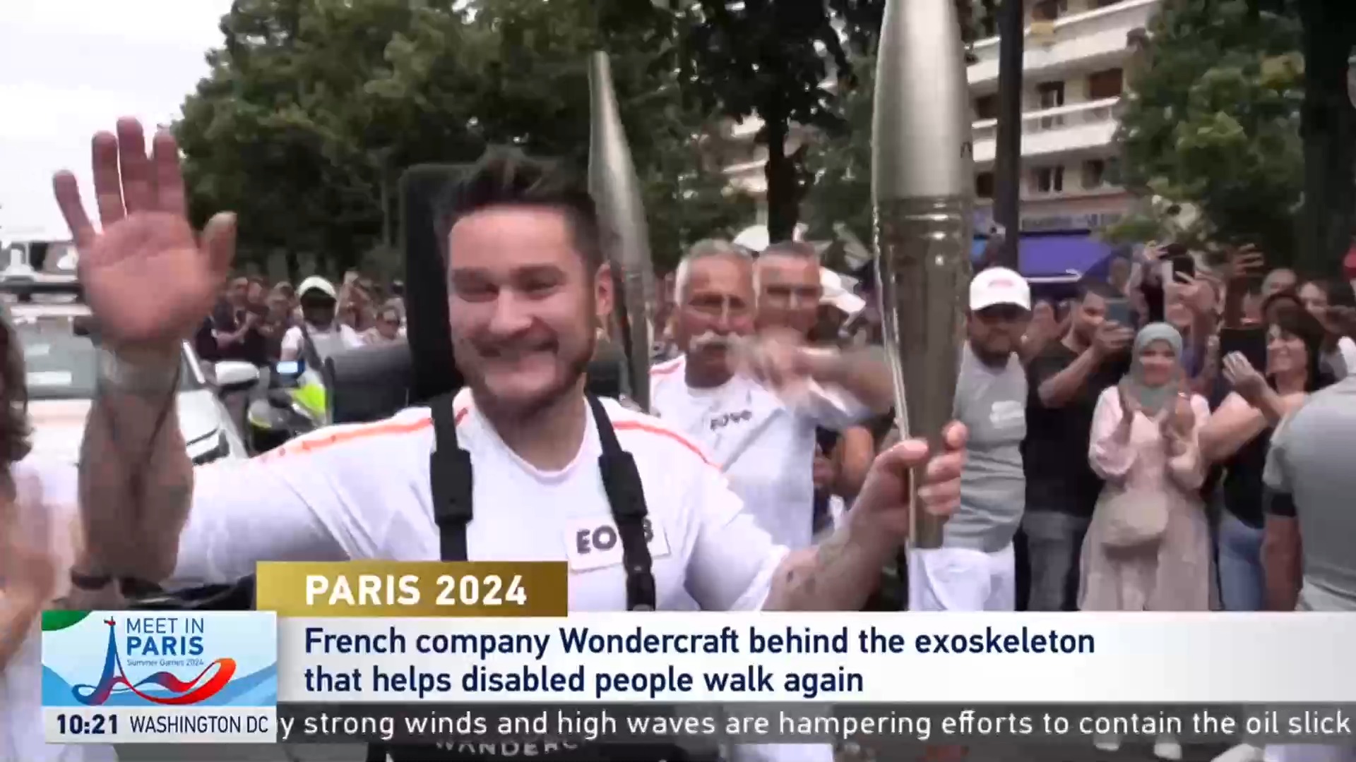 Paris torch bearer's exoskeleton no 'ableist' invention, says creator