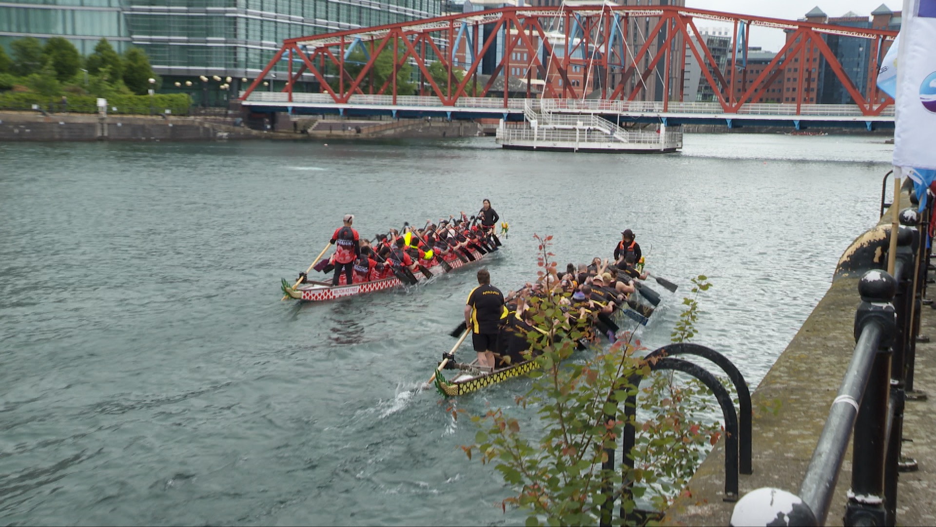 Dragon boat racing in Manchester. /CGTN Europe