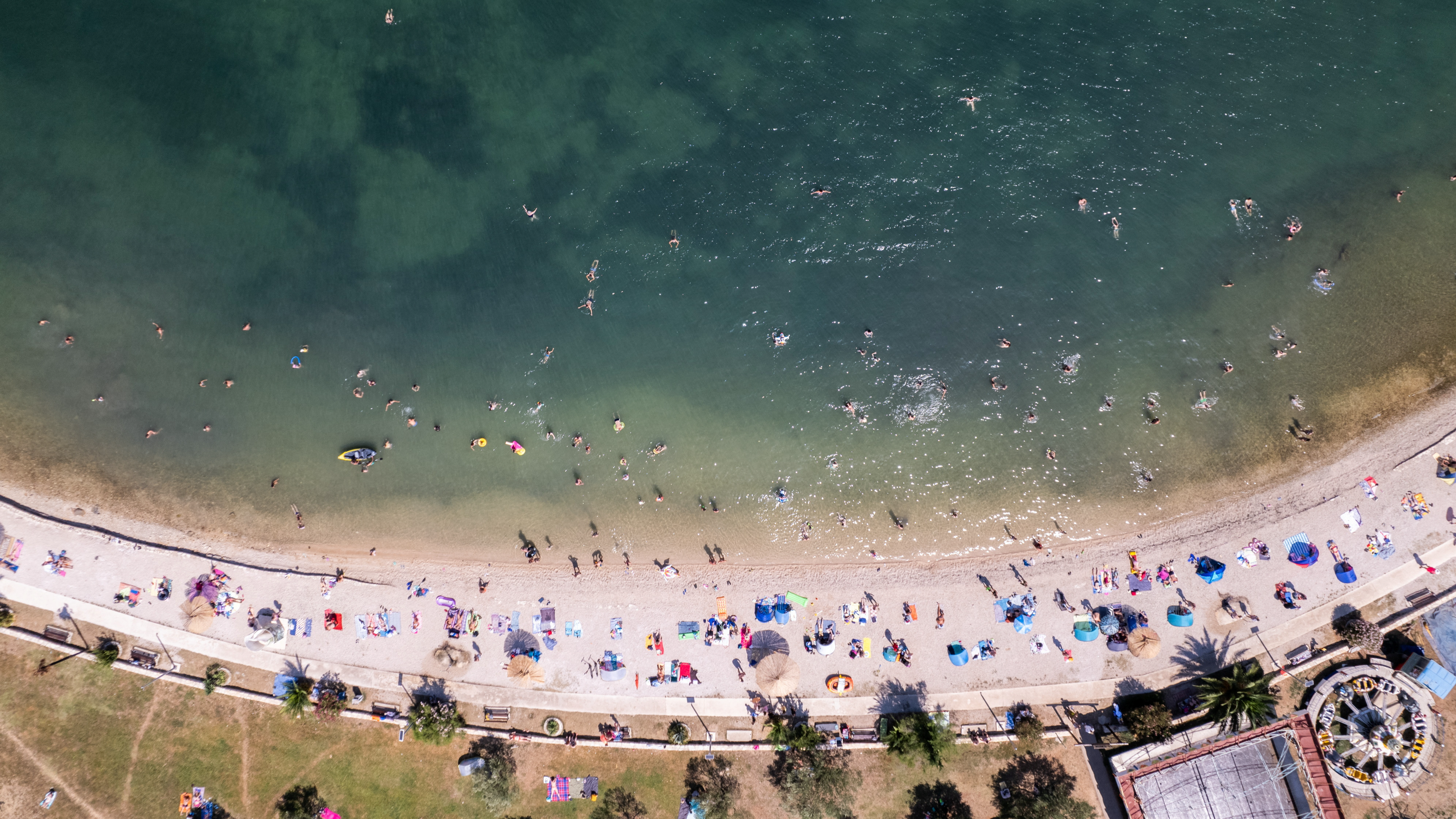 A drone view shows the beach and the Karin sea in Gornji Karin, Croatia. /Antonio Bronic/Reuters