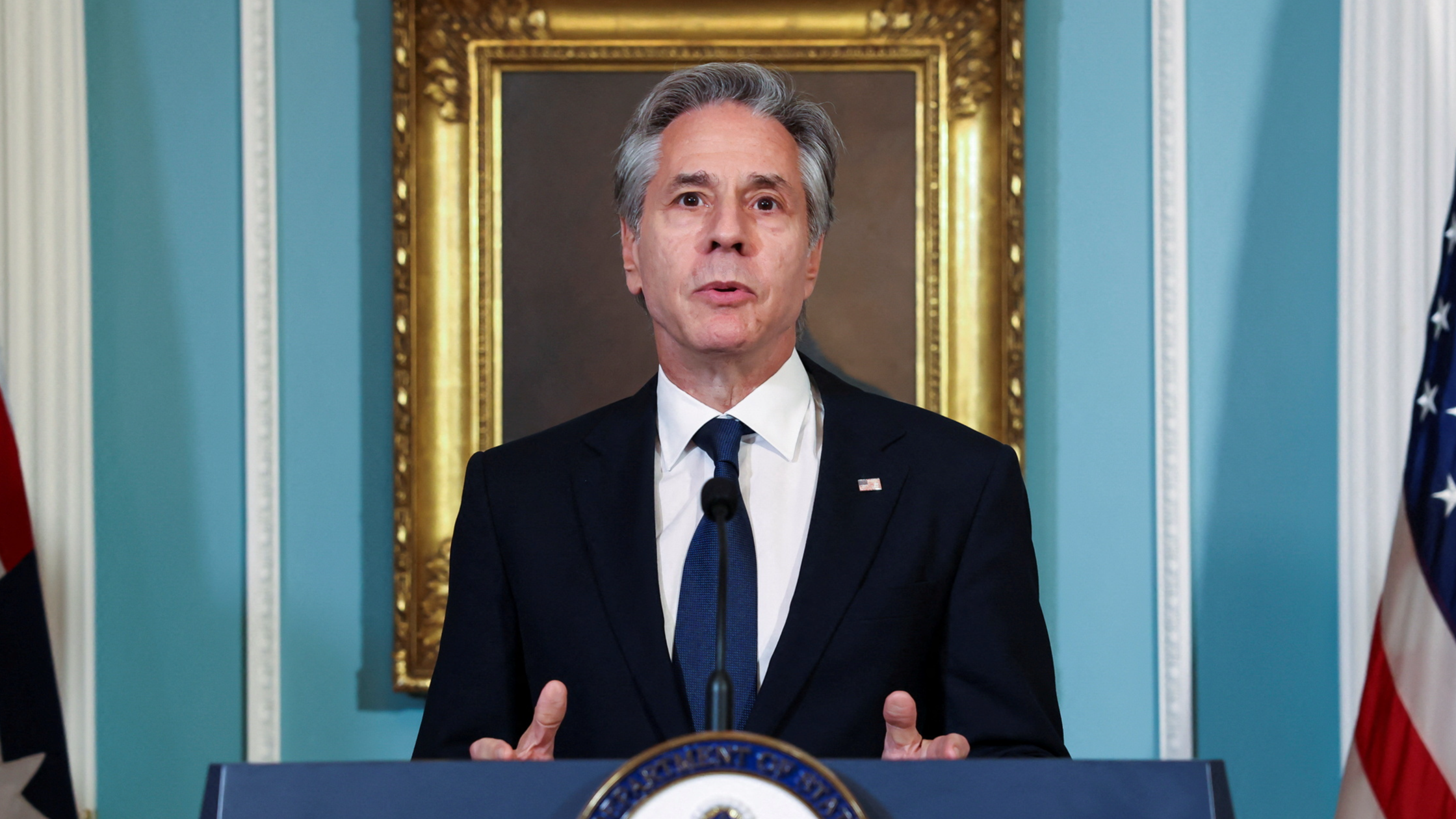 U.S. Secretary of State Blinken is due back in the Middle-East on Sunday. /Kevin Mohatt/Reuters