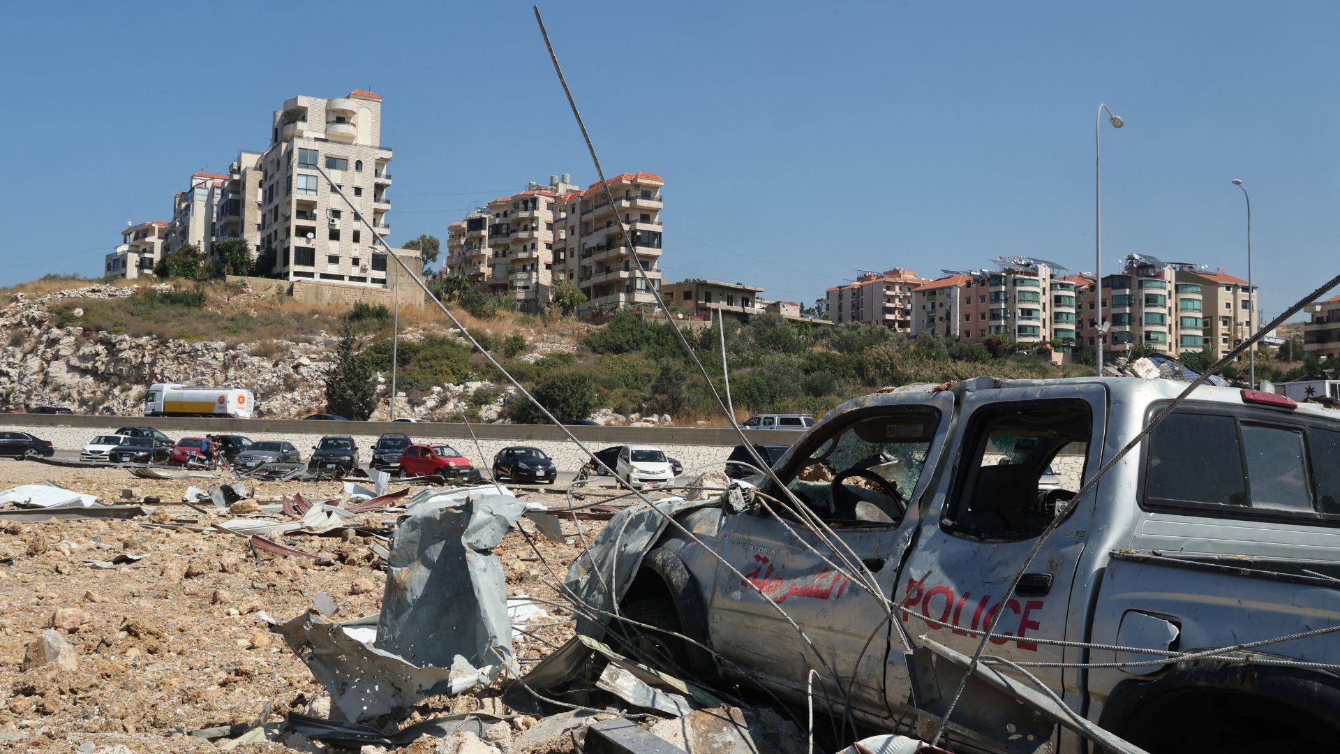 The damage caused at the site of an Israeli strike that hit the Lebanese seaside town of Jiyeh on Wednesday. /Amr Abdallah Dalsh/Reuters