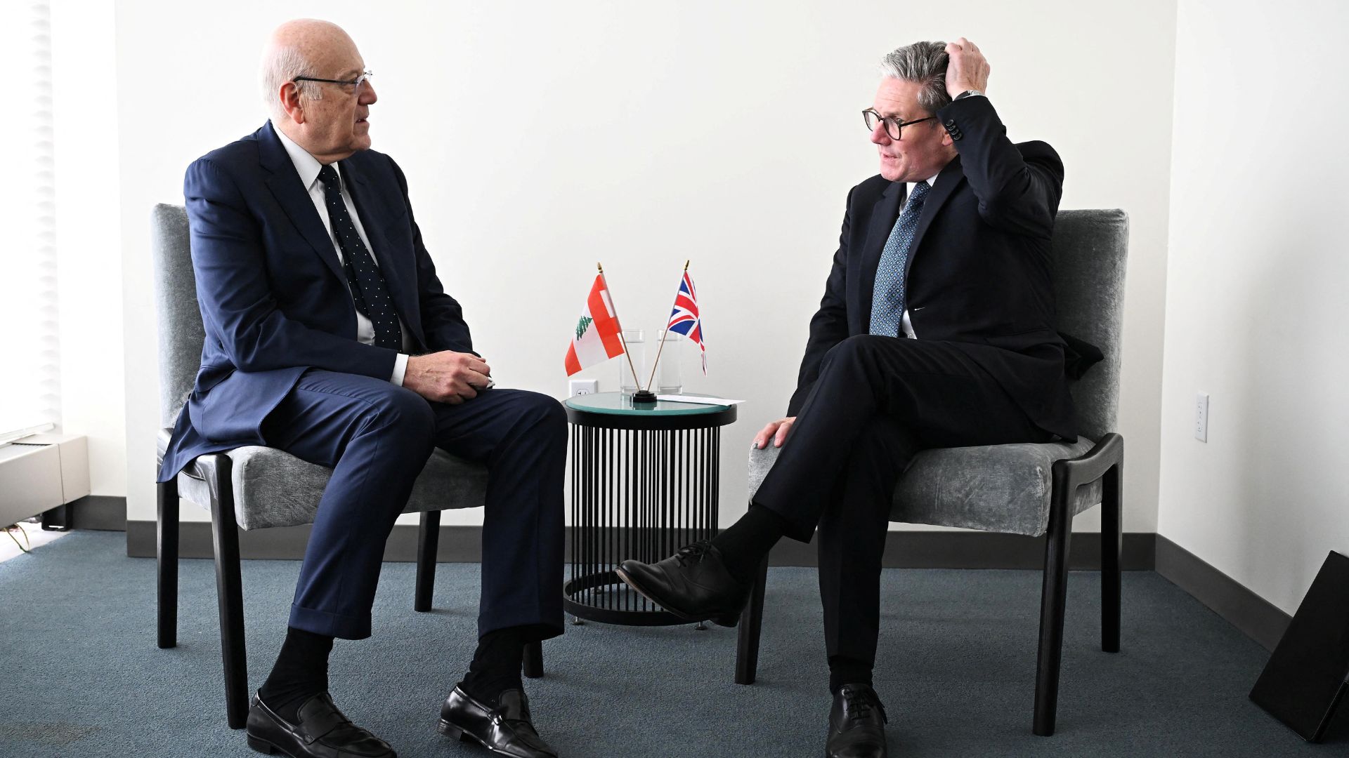 UK Prime Minister Keir Starmer holds a bilateral meeting with Lebanon Prime Minister Najib Mikati in New York. /Leon Neal/Reuters